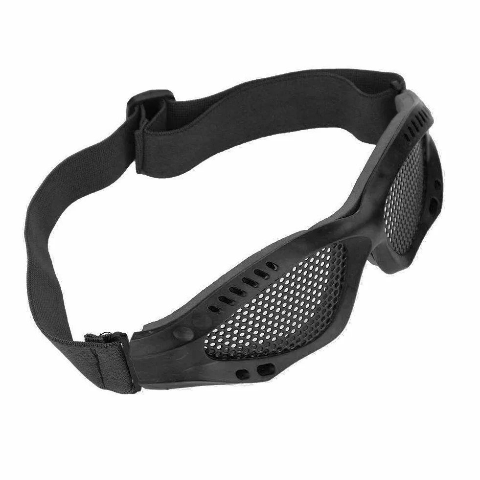 Lunettes de Protection en Maille Métallique Airsoft avec Sangle Réglable