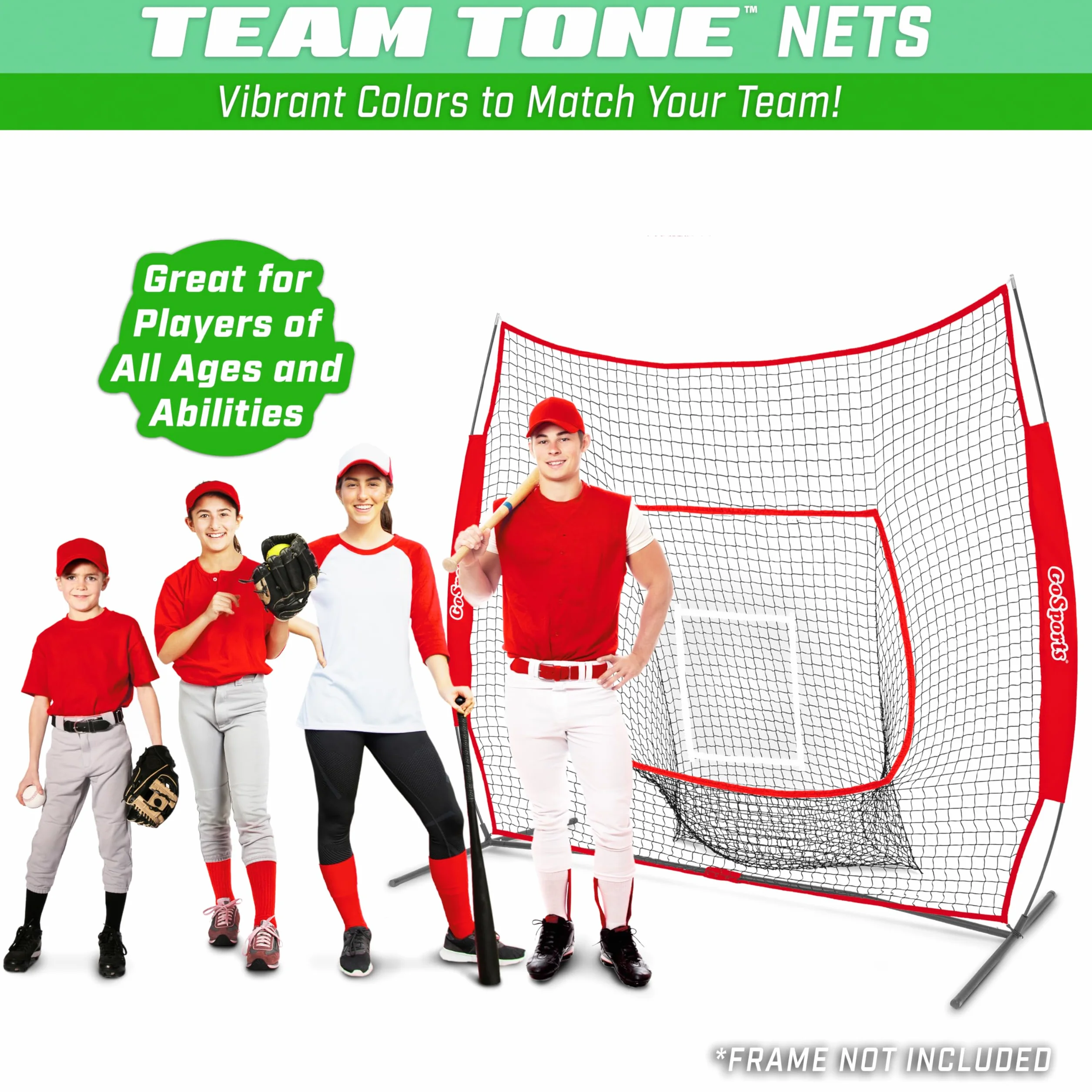 GoSports Filet d'entraînement Baseball Softball 2,1 x 2,1 m avec Arc, Sac de Transport et Zone de Frappe