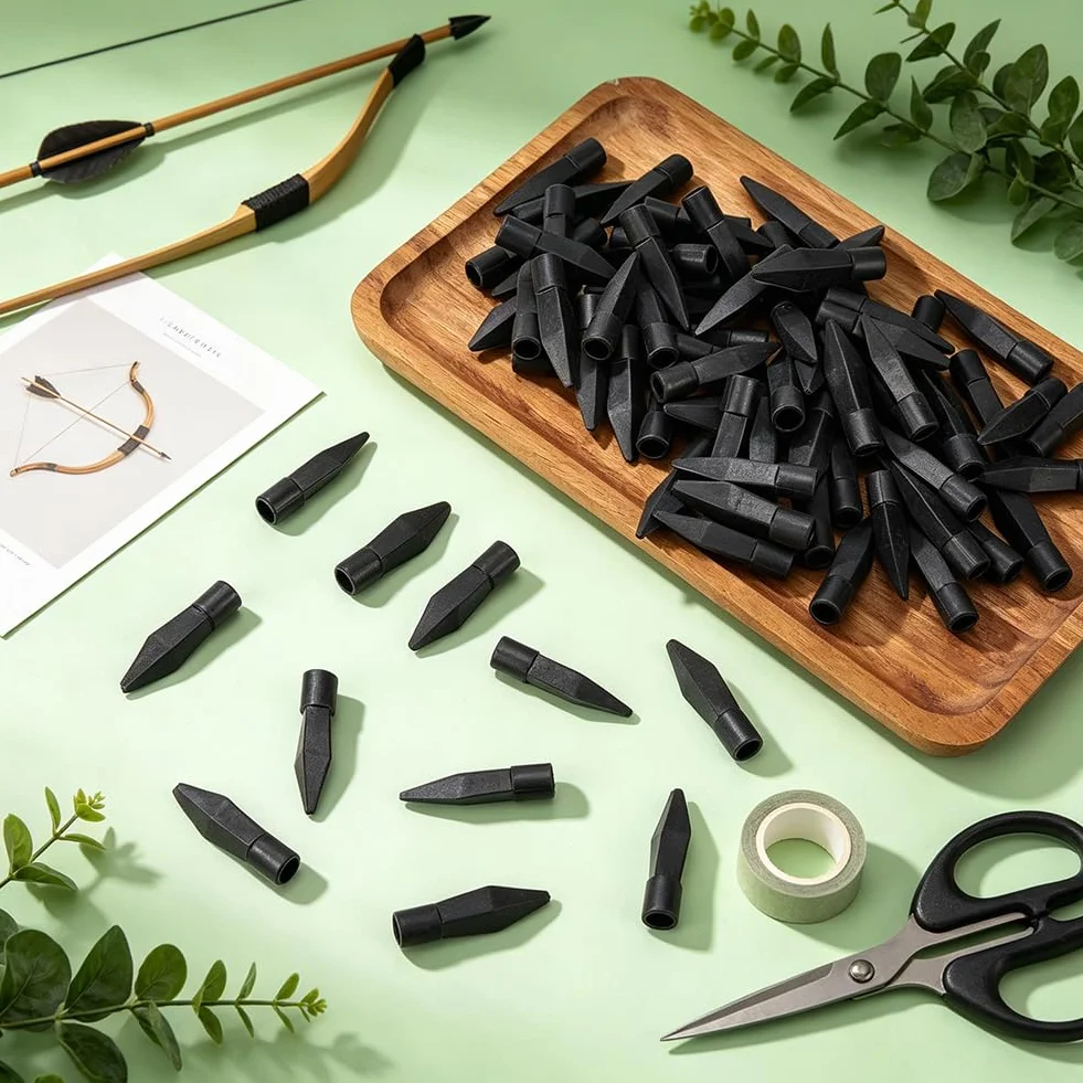 BENECREAT Pointes de Flèche en Caoutchouc Souple Noir 8mm pour Tir à l'arc Débutants