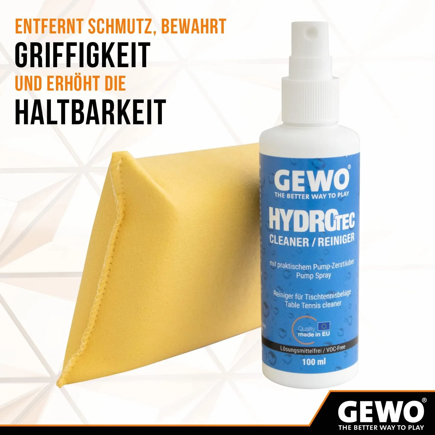 Gewo HydroTec Kit de Nettoyage Tennis de Table 100 ML Spray Grip éponge absorbante