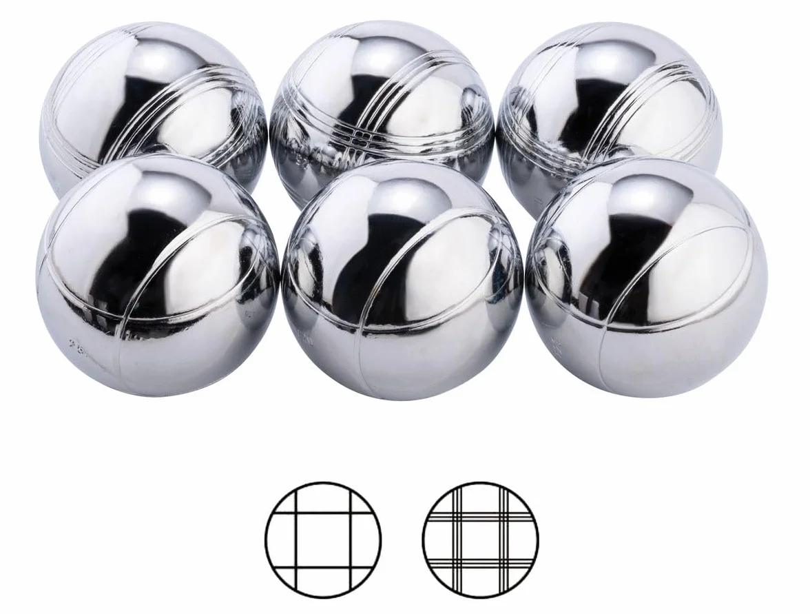 Sacoche de 6 boules de pétanques chromées - jeu d'adresse plein air