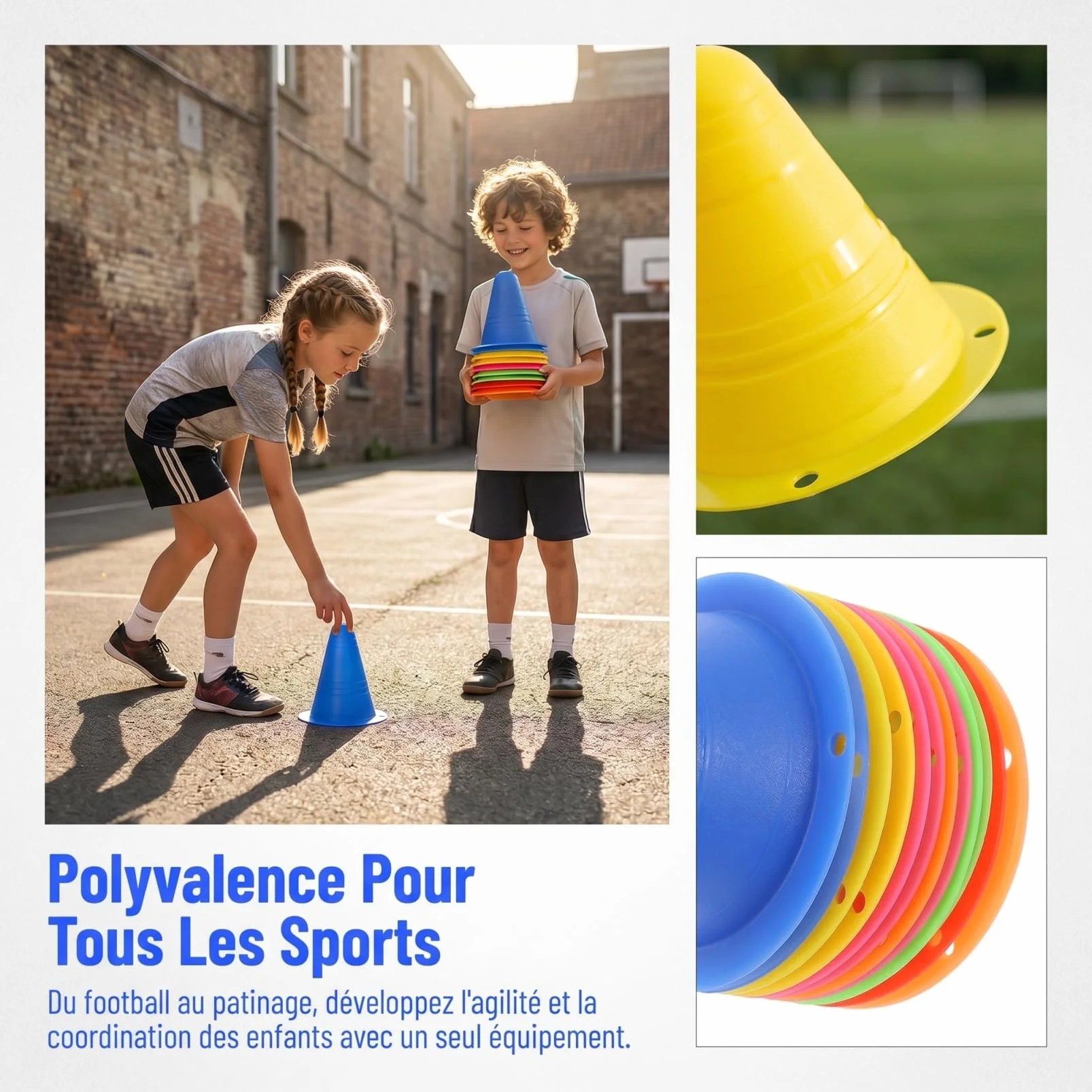 POPETPOP 12 Pièces Cônes d'Agilité Empilables Plastiques Légers pour Enfants Football Patinage Roller Entraînement