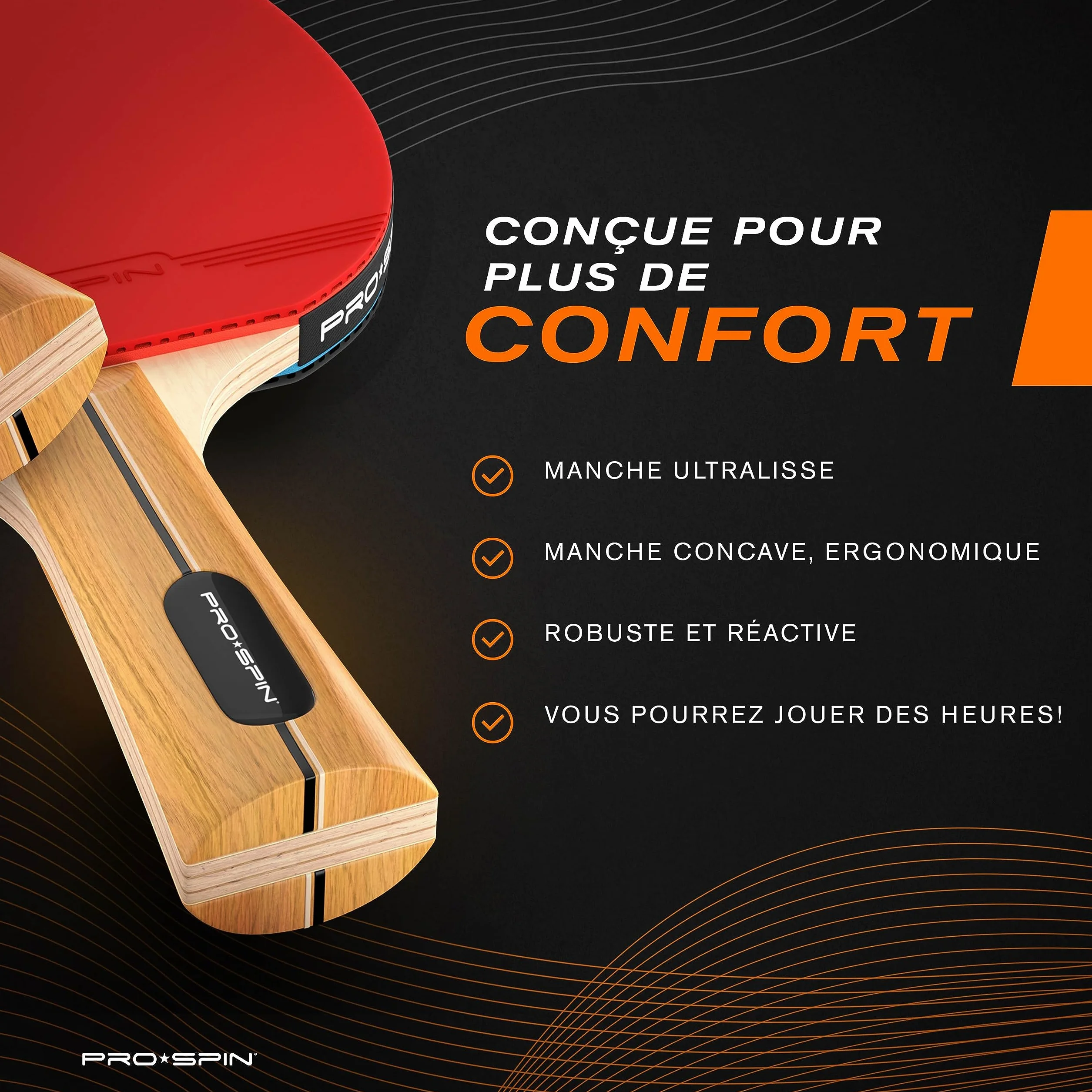 PRO-SPIN Raquettes de Ping-Pong Set Premium Haute-Performance avec Balles 3 Étoiles et Mallette