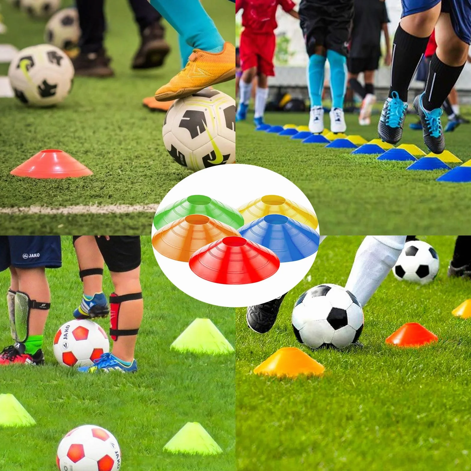Plots de Marquage Football Cône Entraînement avec Support Noir 5 Couleurs