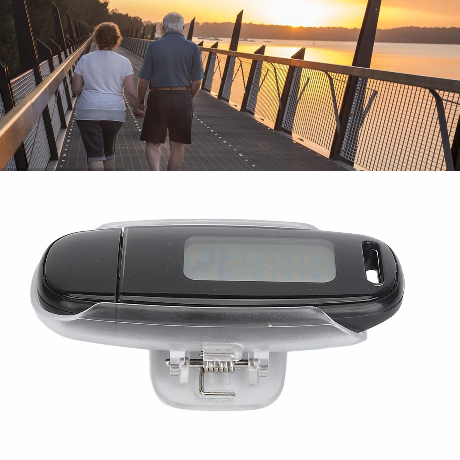 Podomètre 3D Grand écran LCD Rechargeable USB Léger Précis avec Lanière
