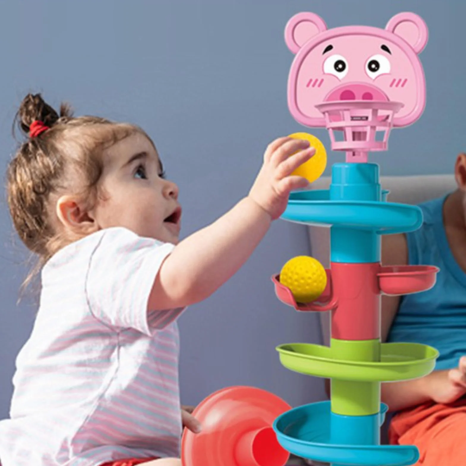 Tour de balle éducative Montessori pour tout-petits - Jouet de mouvement coloré à 7 niveaux
