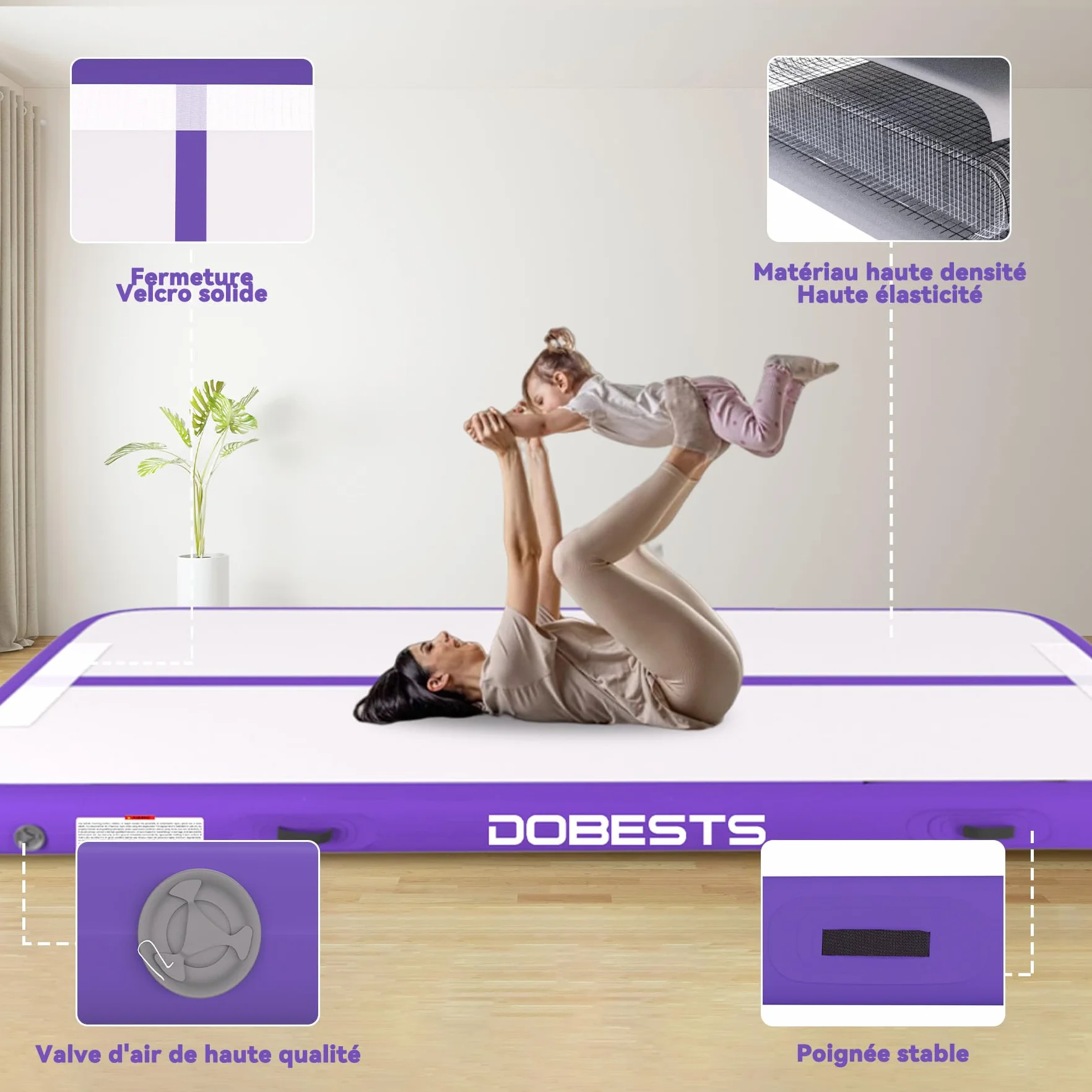 DOBESTS Air Track Tapis de Gymnastique Gonflable 10cm 20cm Haut 2m 6m avec Pompe à Air