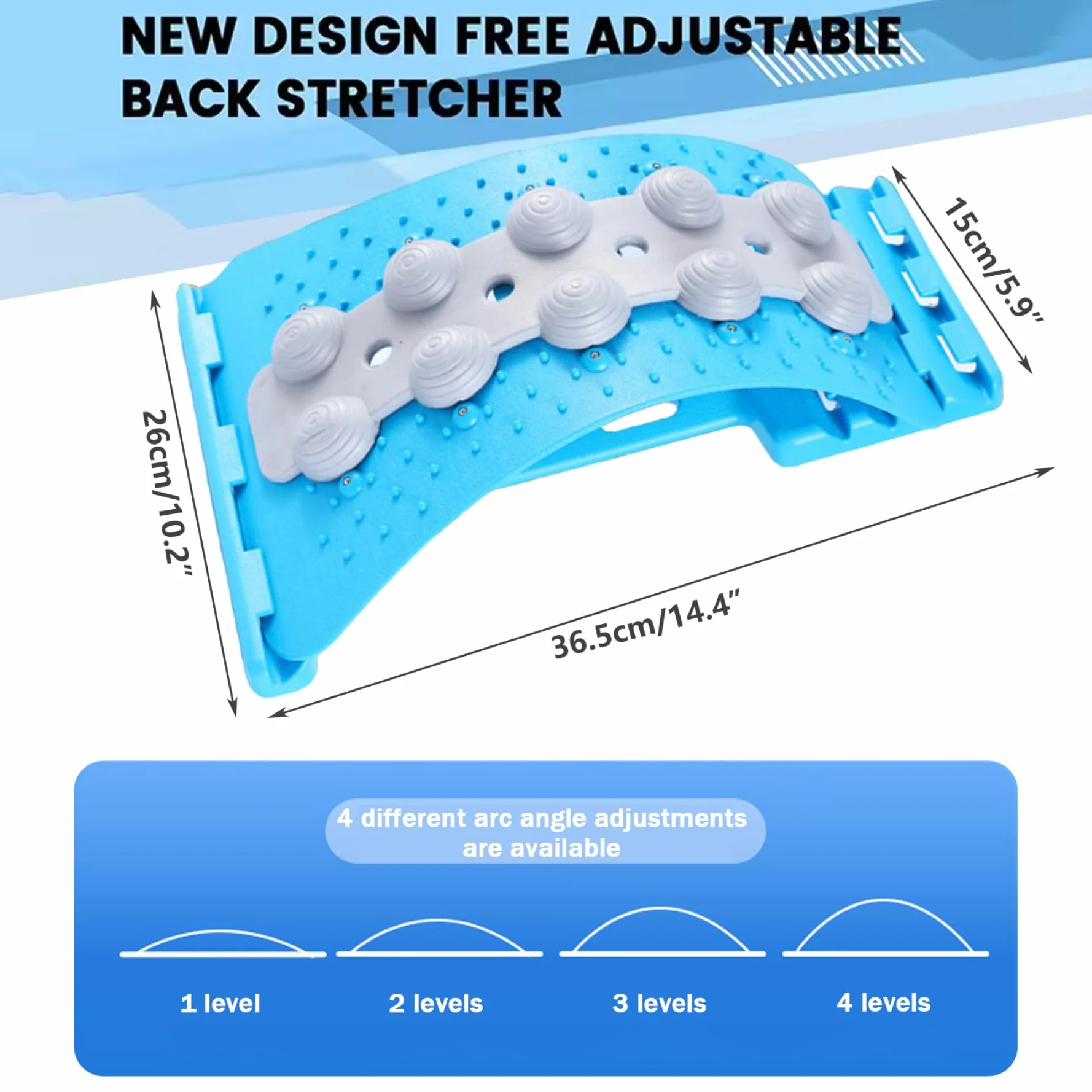 Planche lombaire antidérapante 4 niveaux réglables points de massage 3D bleu