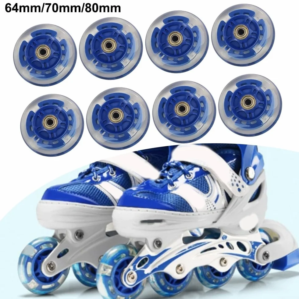 NexRen Lot de 8 roues de rechange pour patins à roues alignées LED 64/70/80 mm