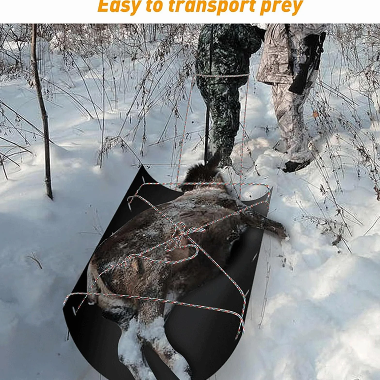 Traîneau de cerf - Transporteur de gibier portable avec corde, pour chasse, pêche sur glace et chiens