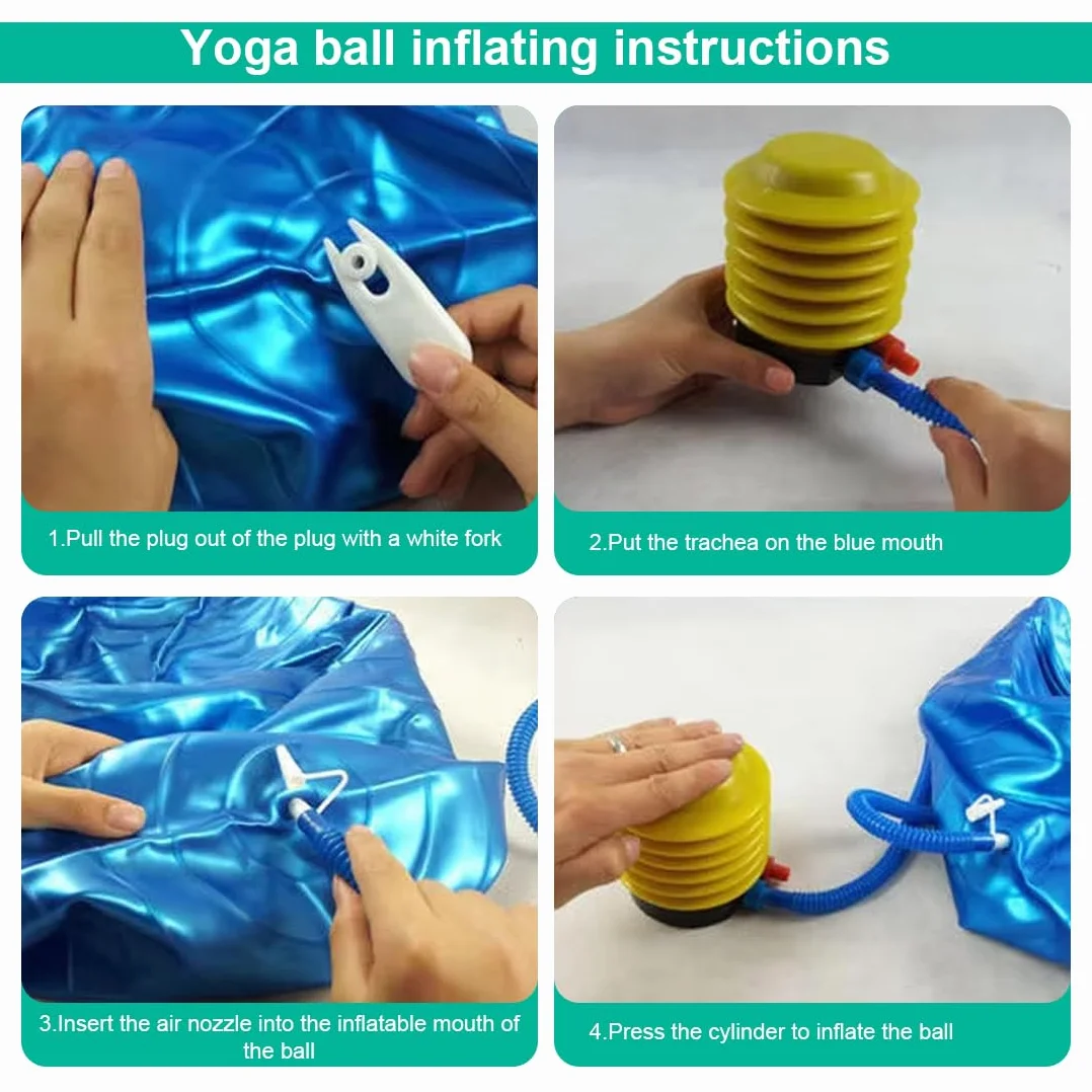Kit de Remplacement pour Ballon de Yoga avec Bouchon d'Air et Adaptateur