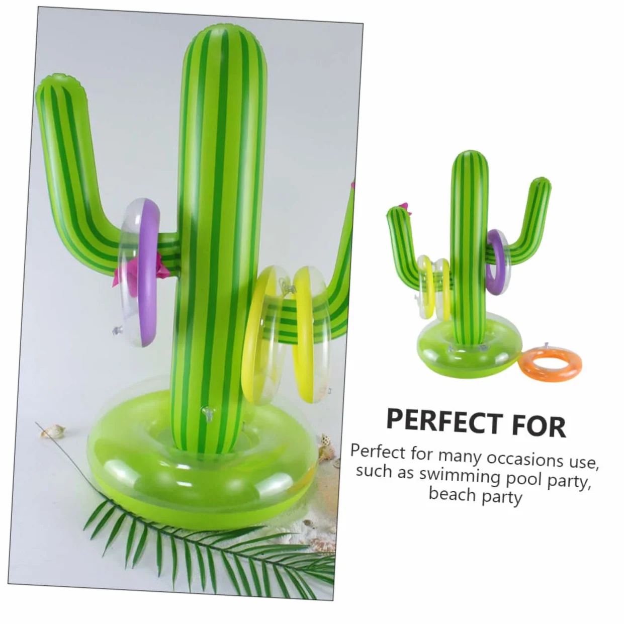 Jeu Anneaux Gonflables Cactus de Plage à Lancer Vert