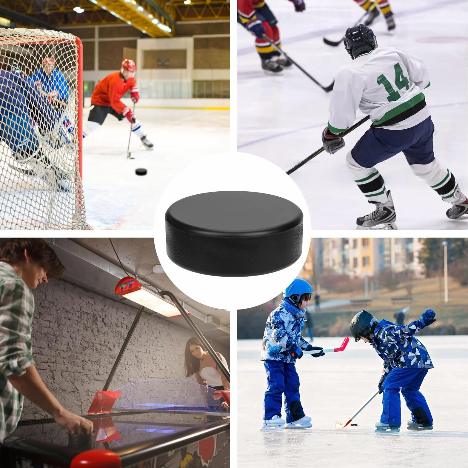 Palets de Hockey sur Glace 7,5cm Diamètre Mousse 2,5cm Épaisseur Entraînement Intérieur Noir