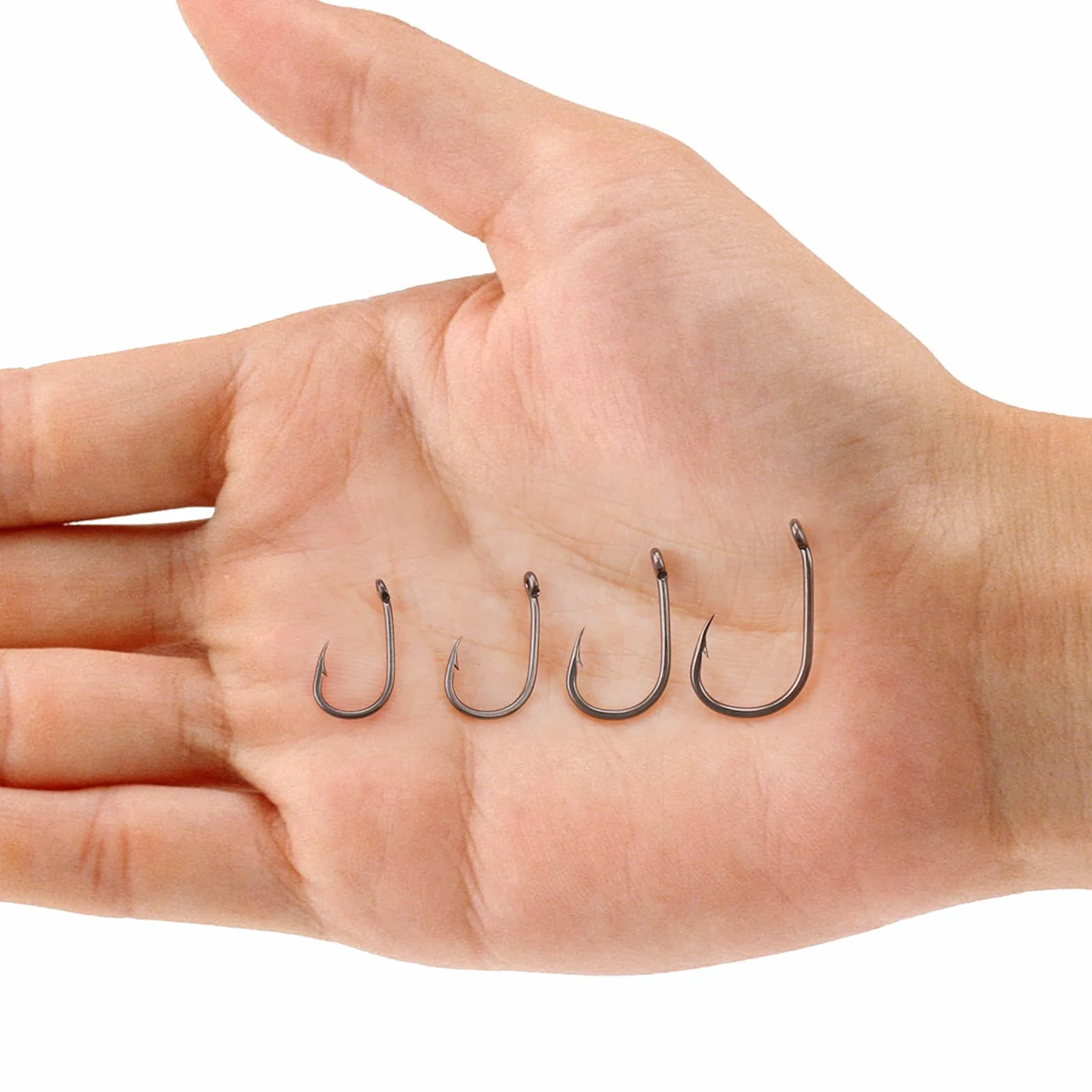 Hameçons Carp avec Ardillon Lot de 50 - Taille 2, 4, 6, 8, 10 - Tige Incurvée Revêtue de Téflon Hameçon Large