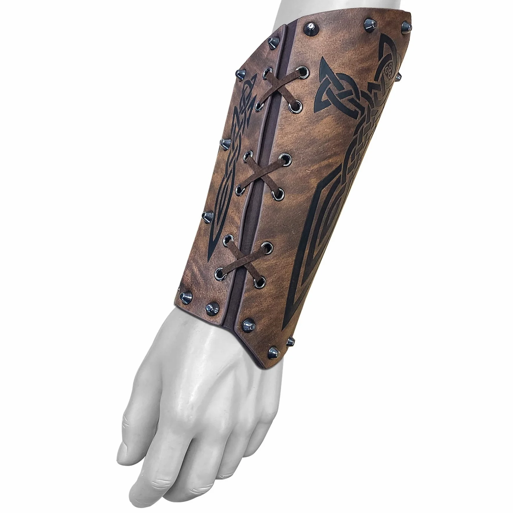 Bracelets Viking pour Homme, Gantelets Médiévaux en Faux Cuir, Vambrace Rétro pour LARP Cosplay