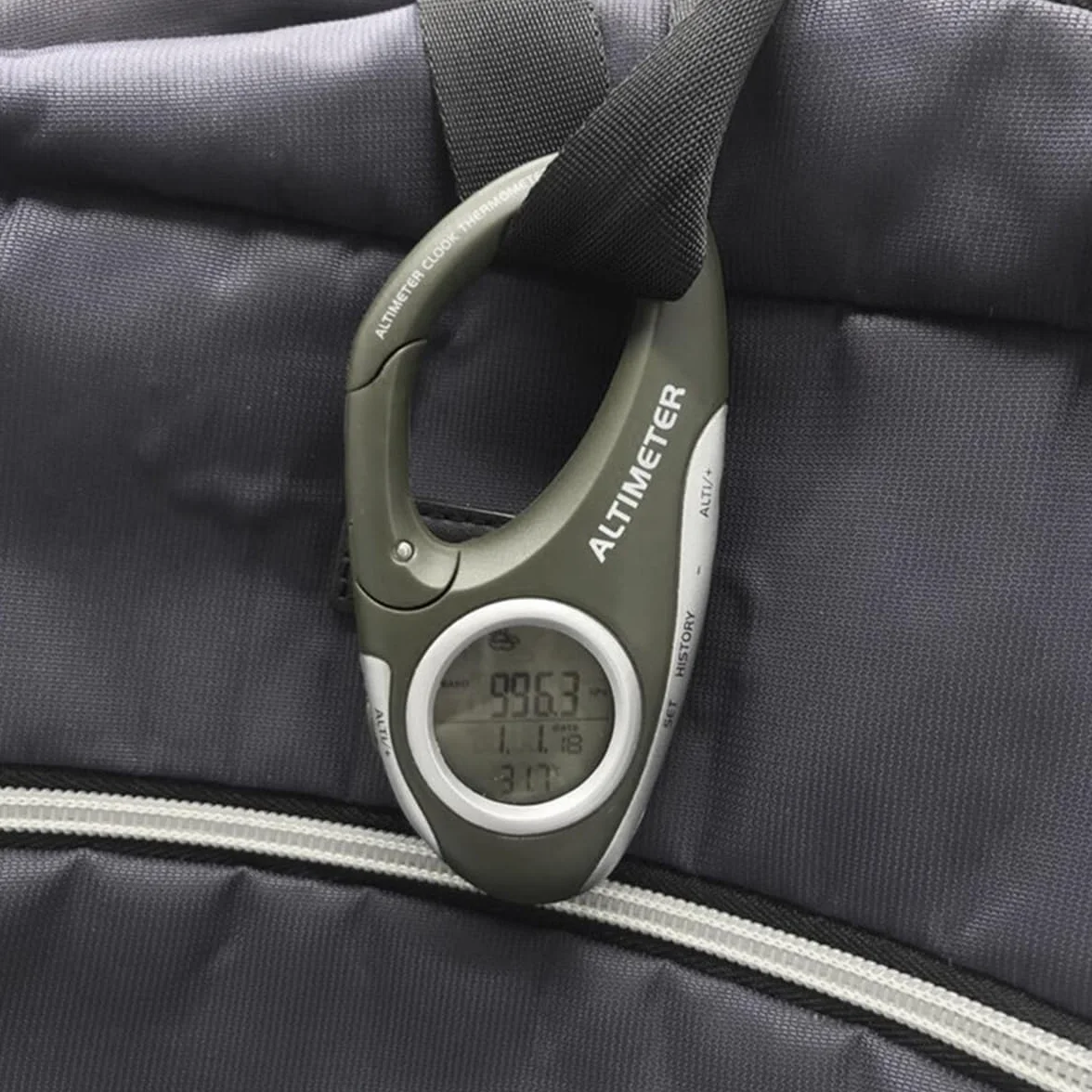 Sarini Altimètre numérique Portable Baromètre Multifonctionnel avec Crochet pour Randonnée Escalade