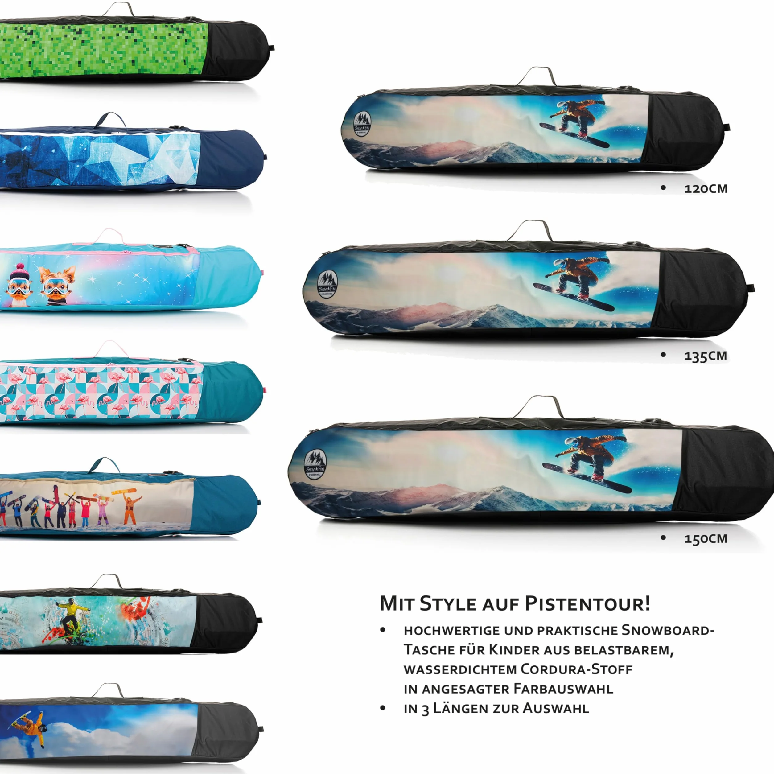 Sac de snowboard pour enfant BambiniWelt avec casque, lunettes et gants