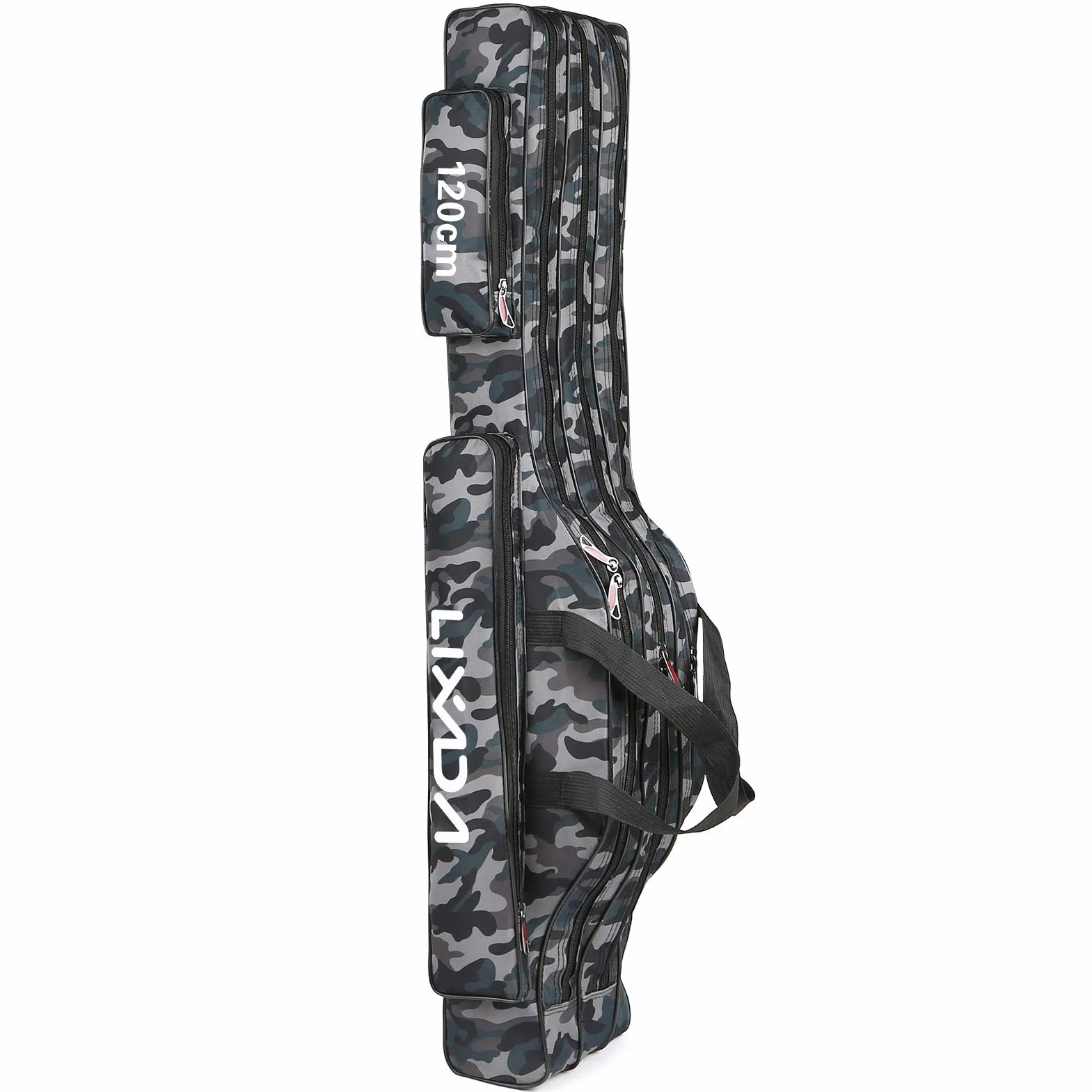 Sac de Pêche Lixada 3 Couches Bandoulière 90 cm Portable Pliable Canne à Pêche Étui
