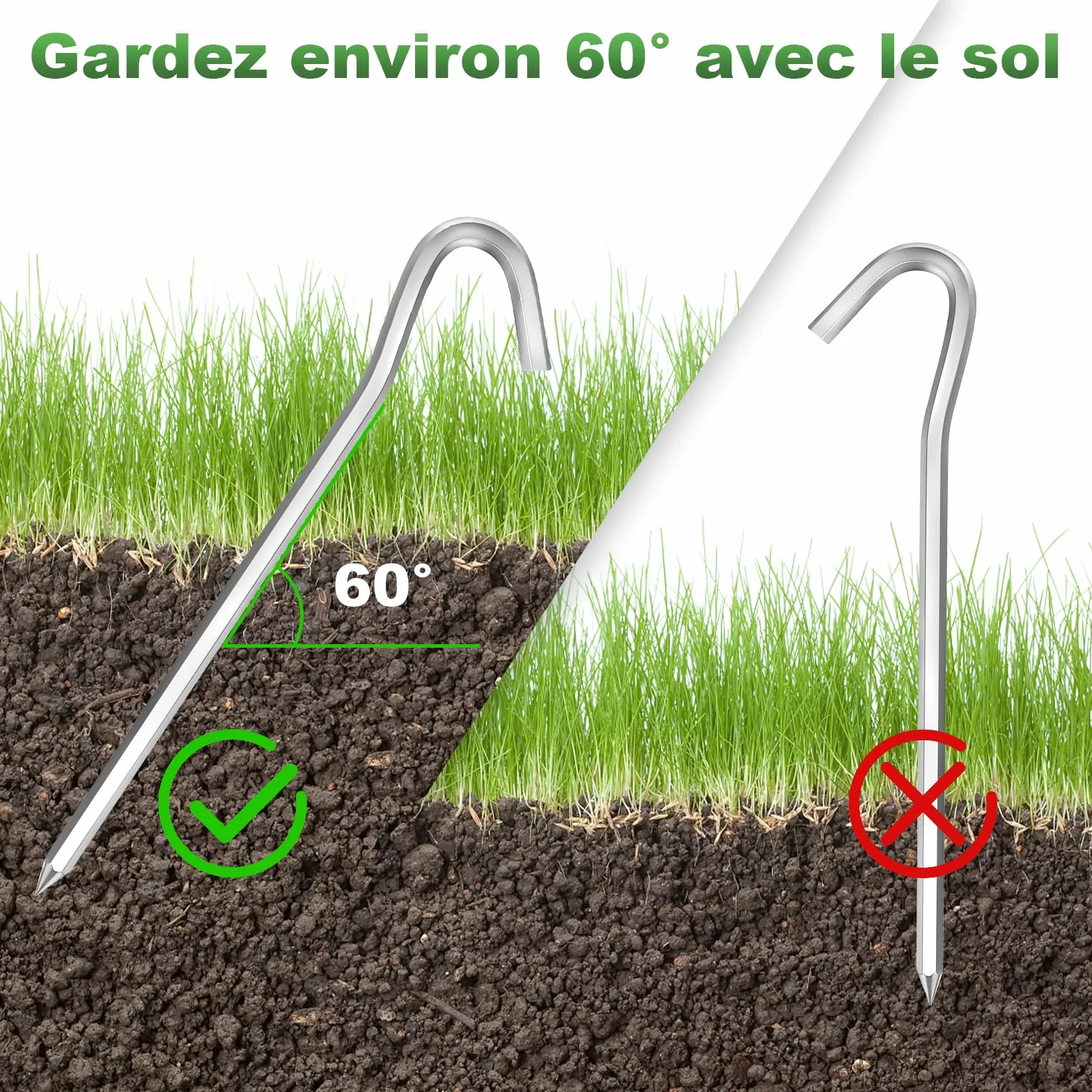 Lot de 12 Piquets de Tente 18 cm en Alliage d'Aluminium pour Camping Extérieur