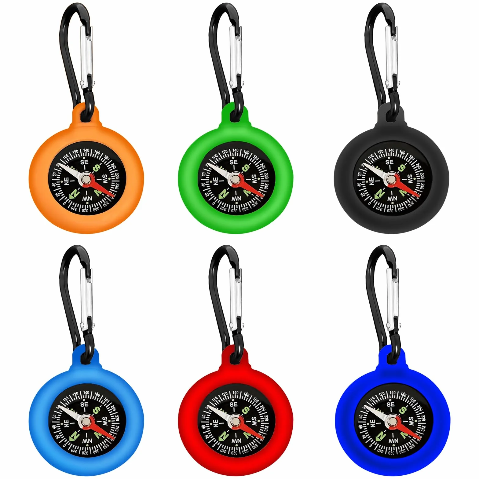 Mousqueton Multifonction avec Boussole, Mini Kompass Kinder, Boussole Enfant Portable pour Randonnée Camping
