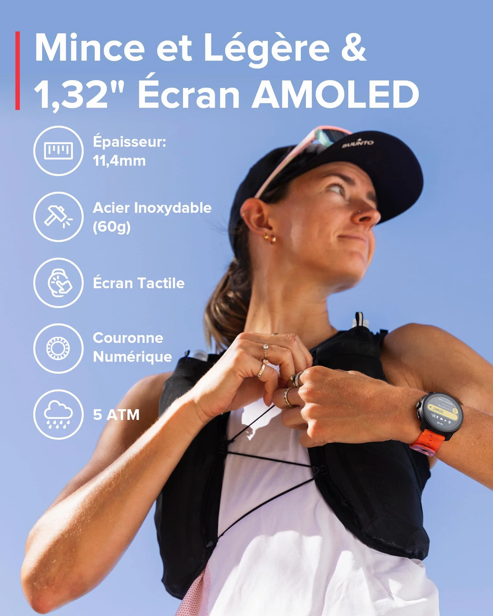 SUUNTO Race S Montre Sport GPS Running, Bi-Band GNSS, Carte Hors Ligne, Écran Tactile AMOLED, Smartwatch Cardiofréquencemètre, 13 Jours d'Autonomie