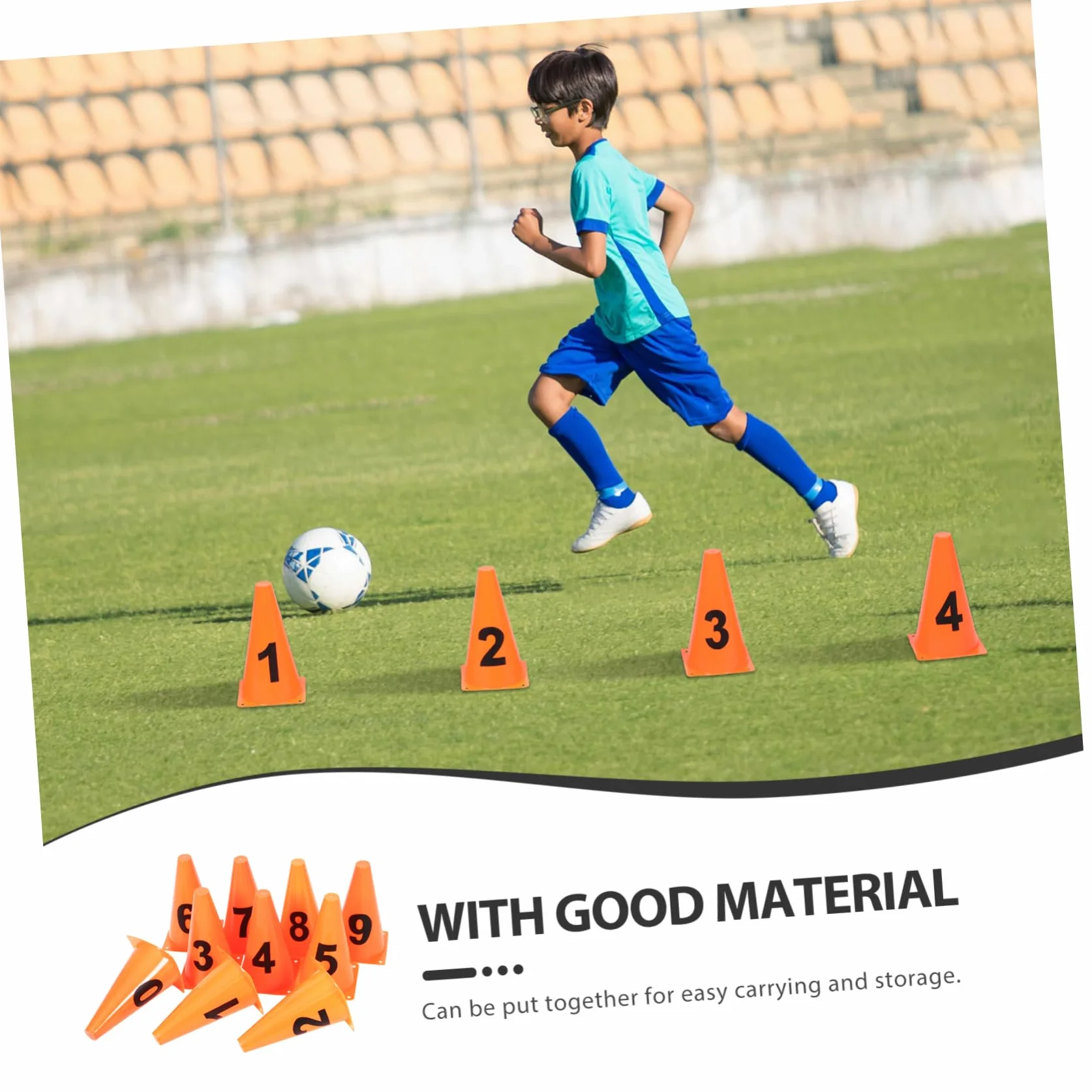 Cônes Numérotés Lot de 10 Plastique Entraînement Football UPKOCH