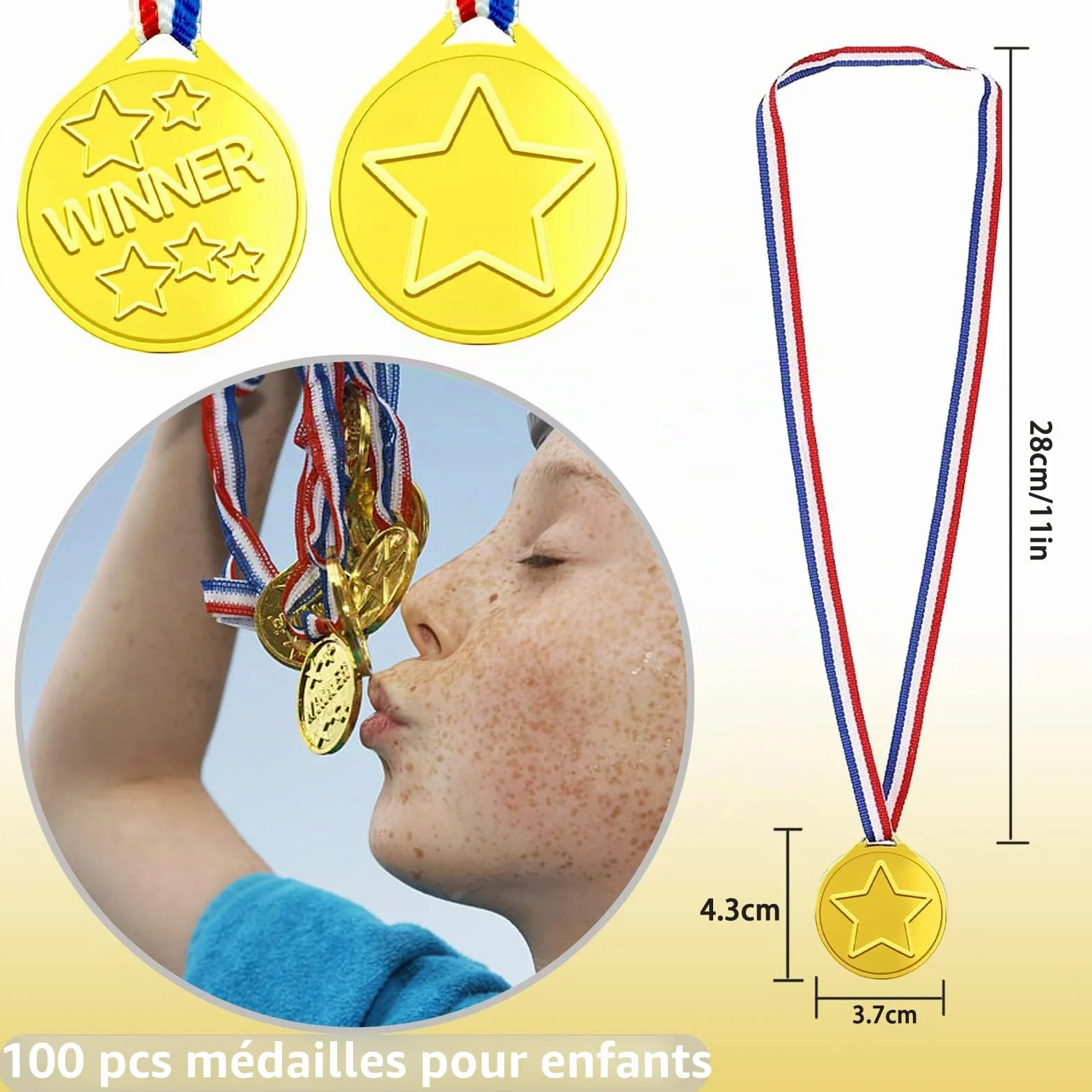 Médailles Enfants Plastique 100 Pièces Récompenses École Sport Jeux Olympiques