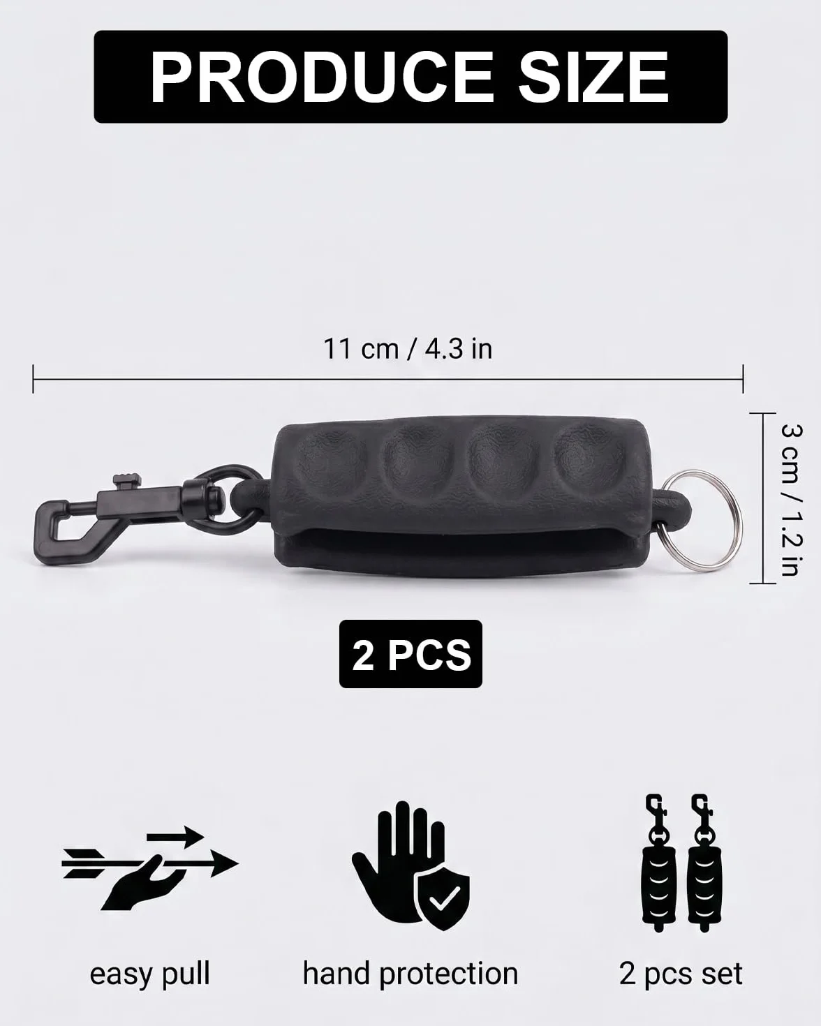Lot de 2 extracteurs de flèches en caoutchouc noir avec clip ceinture pour arc