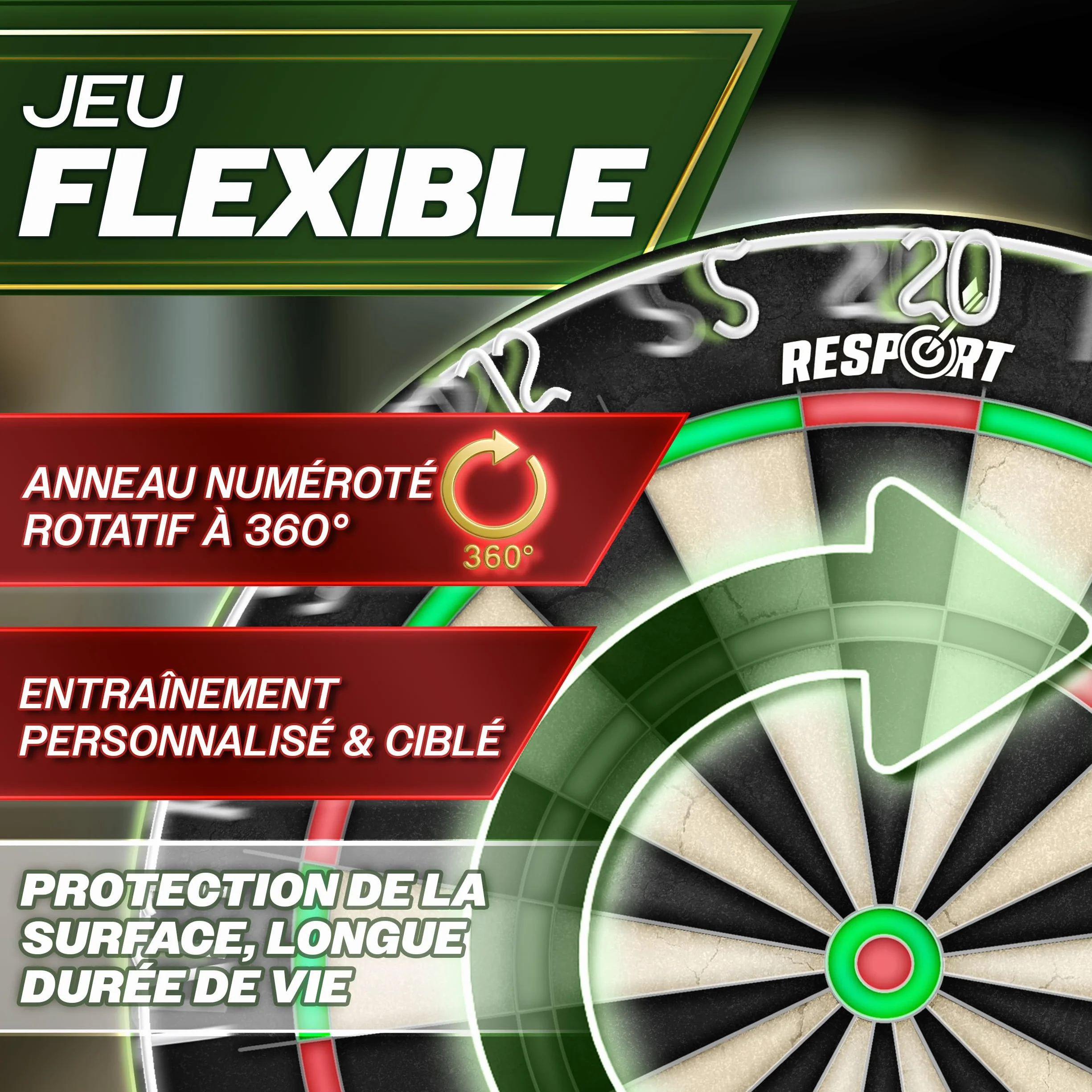 Cible de fléchettes en sisal XXL avec 9 fléchettes professionnelles et kit de montage