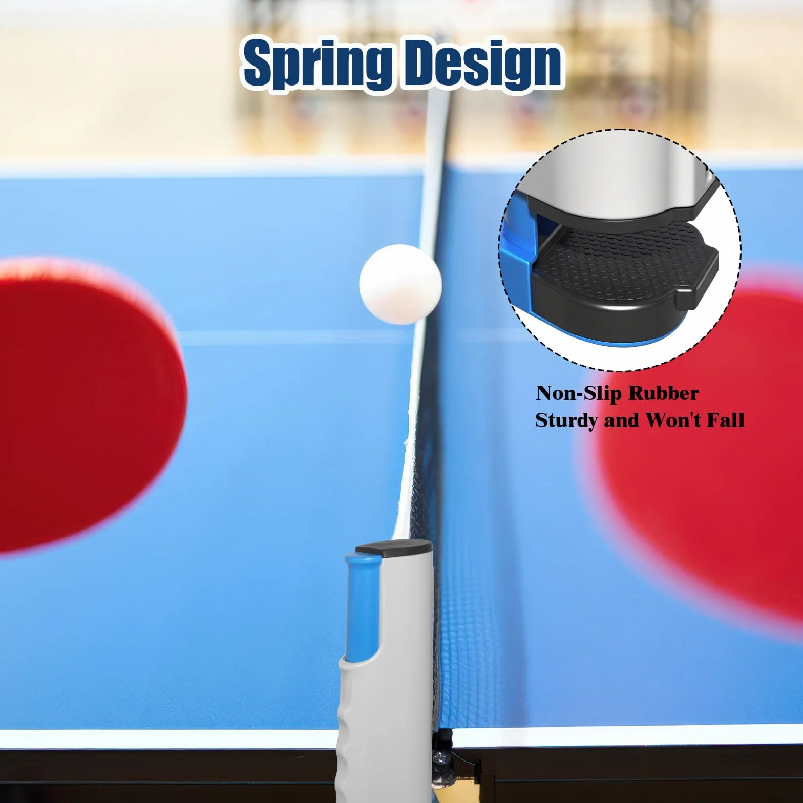 Filet de Ping Pong Rétractable 170 cm, pour Table Portable, Gris Bleu