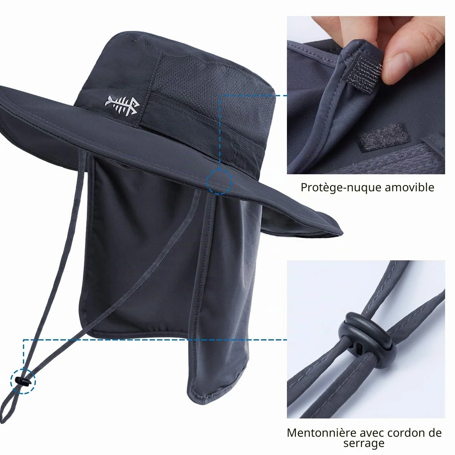 Bassdash Chapeau de Protection Solaire Boonie UPF 50+ Pêche