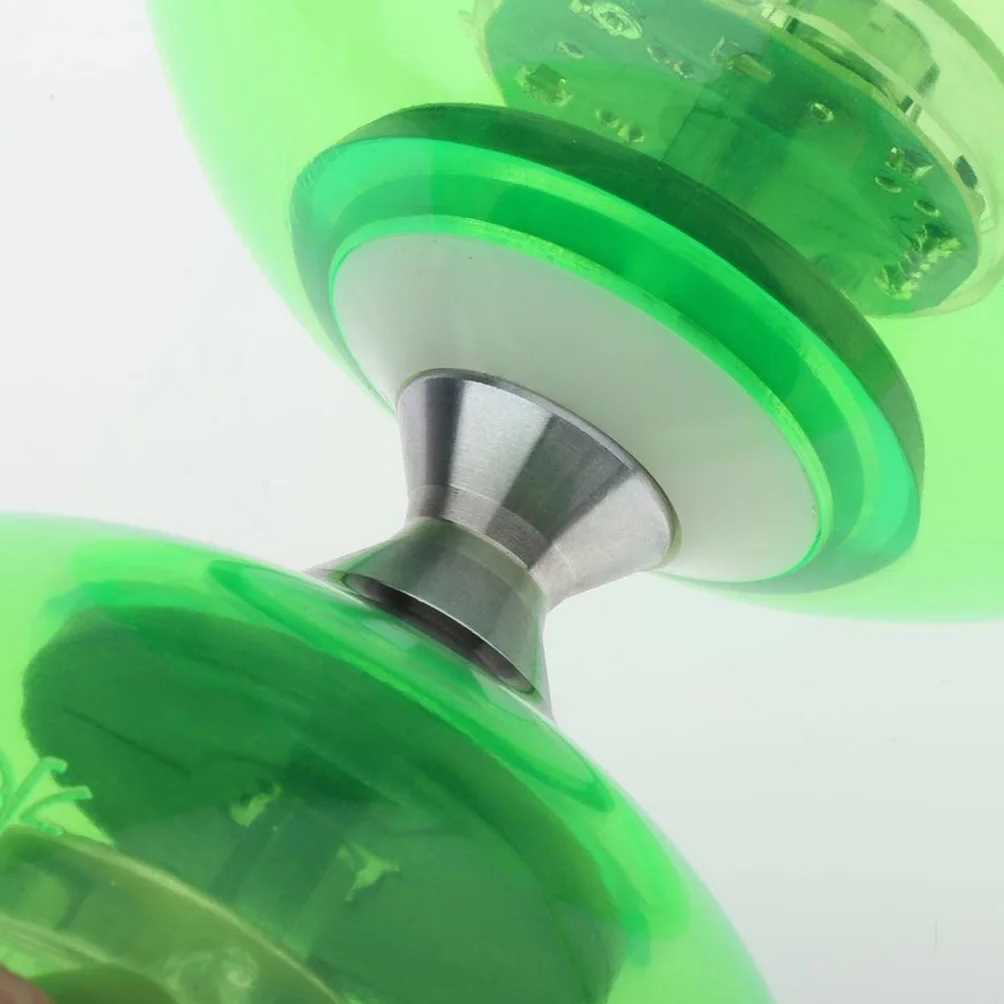 Fityle Diabolo Professionnel 3 Roulements avec Bâtons et Cordes LED, Balle Caoutchouc, Vert