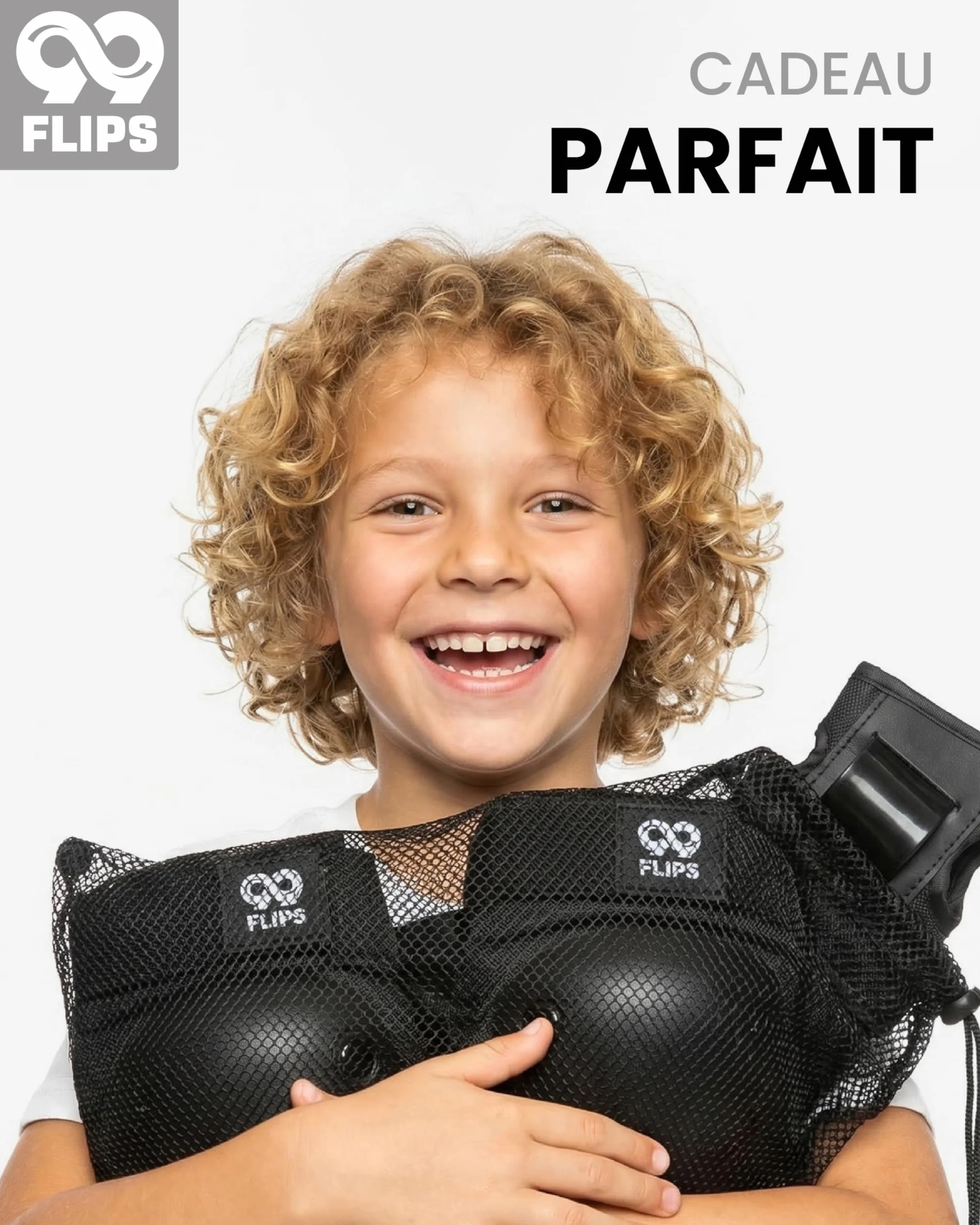 99FLIPS Protection Skateboard Enfant - Protege Genoux Skate et Freestyle BMX Taille SM Noir