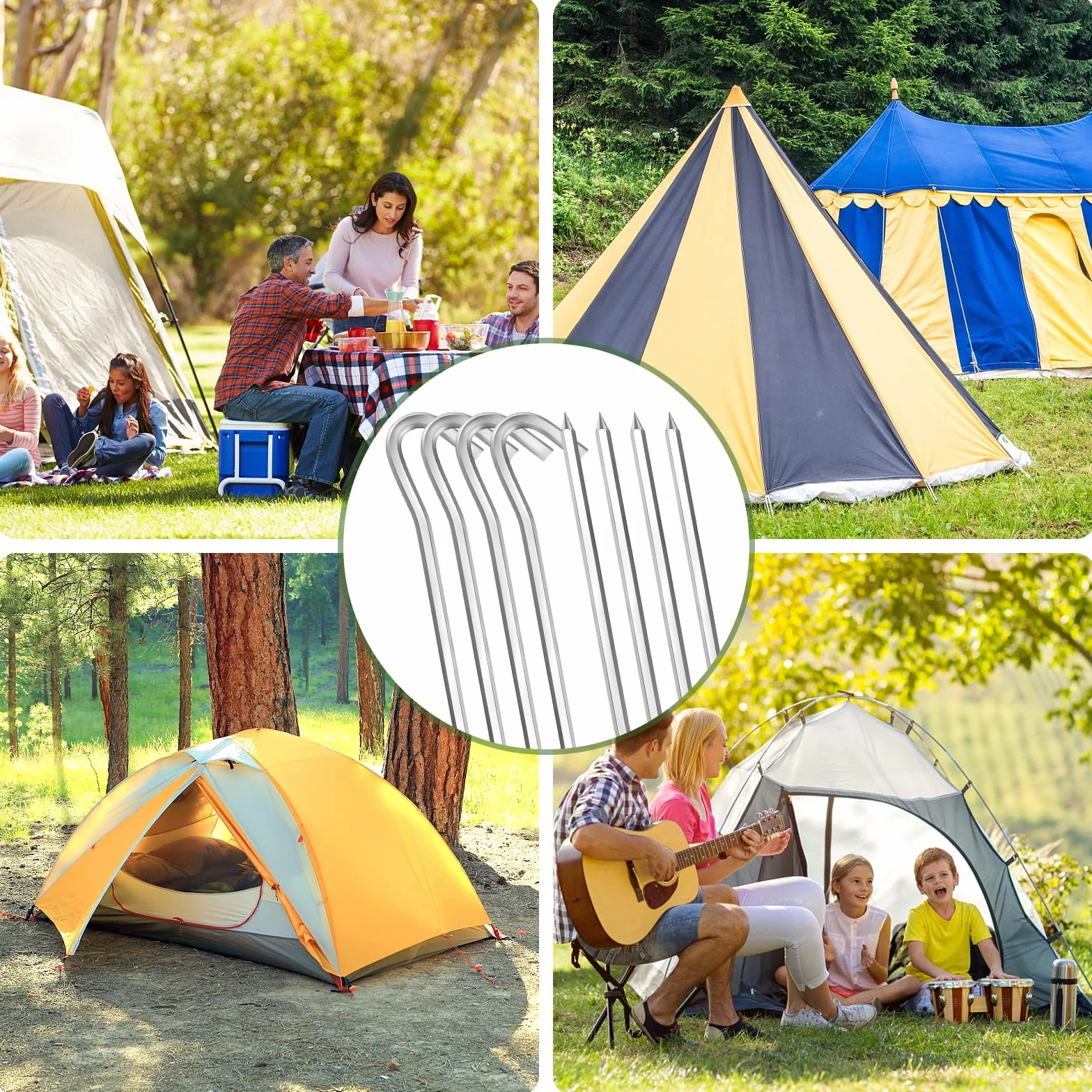 Lot de 12 Piquets de Tente 18 cm en Alliage d'Aluminium pour Camping Extérieur