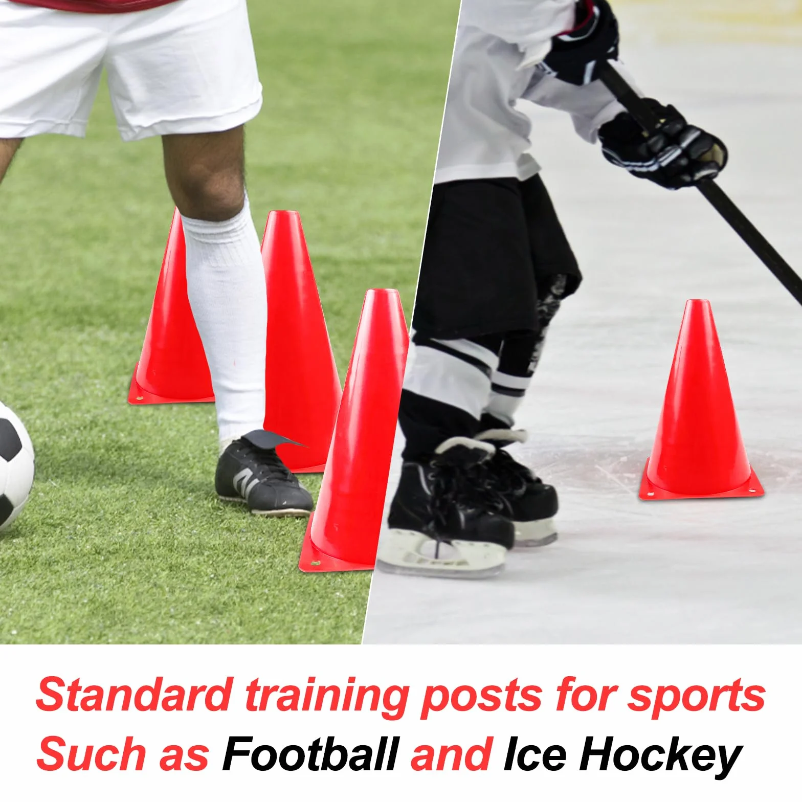 Fousenuk 10 Pièces Cônes de Signalisation 18cm, Cônes d'Entraînement de Football, Plots de Marquage en Plastique