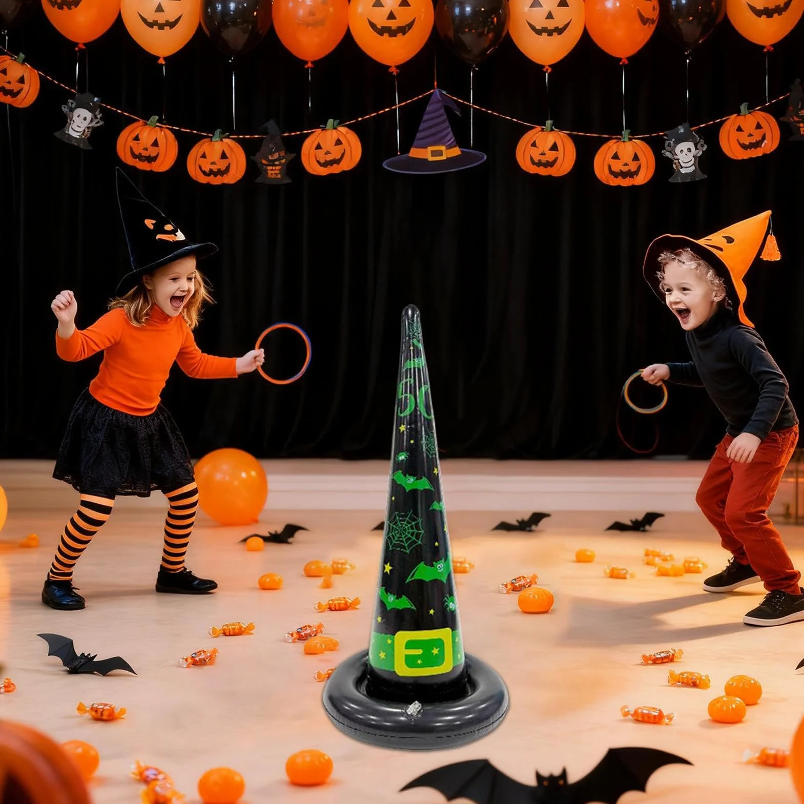 Jeu De Lancer D'Anneaux Halloween avec 4 Anneaux Jouets Amusants pour Adultes Fête