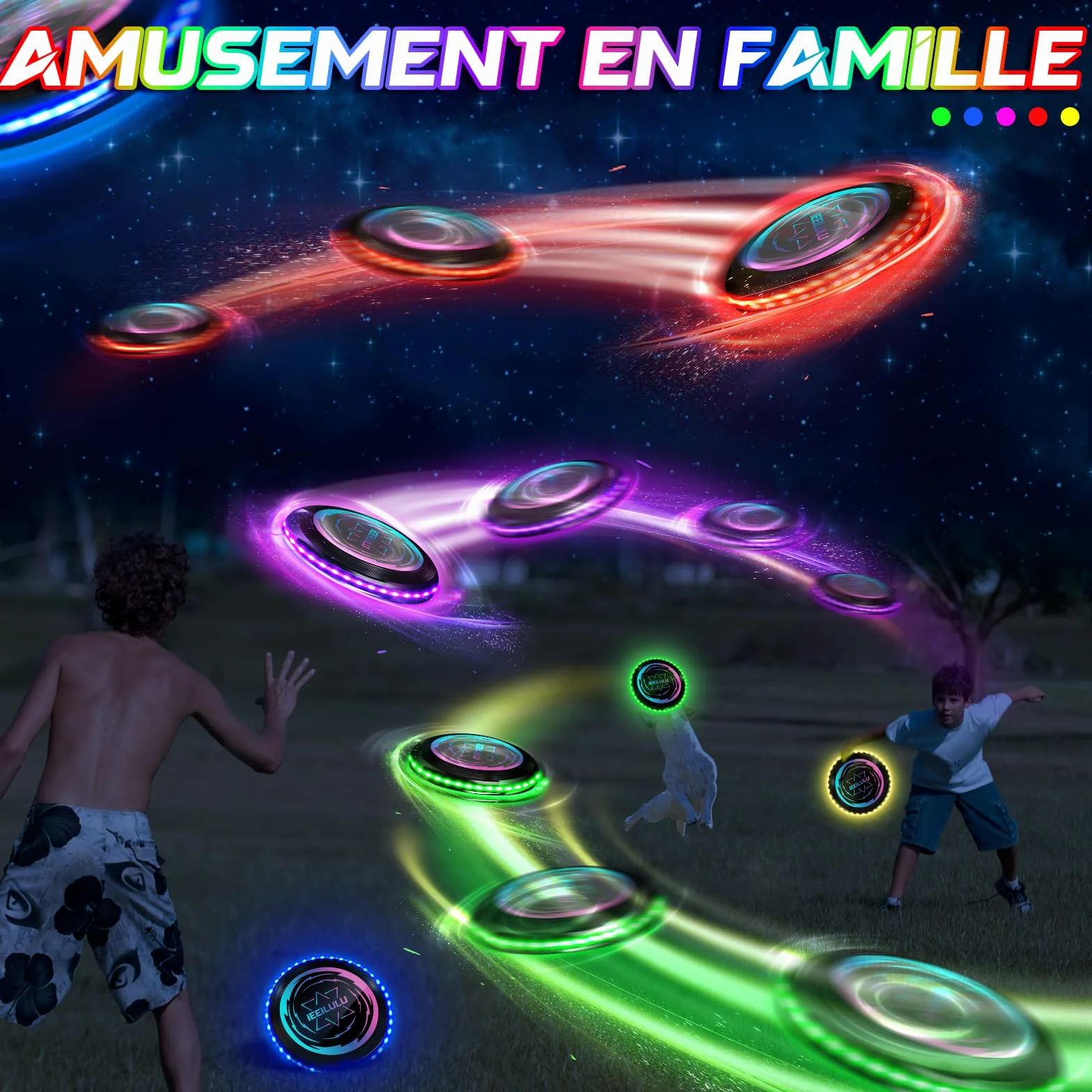 Disque Volant Lumineux LED 49 Lumières, Ultimate Frisbee Réutilisable pour Adultes Enfants Plage Pelouse