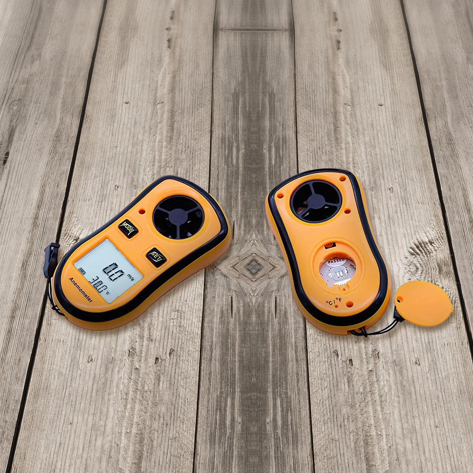 FISHTEC Anémomètre Numérique Portable - Mesure Vitesse Vent actuelle/moyenne/maximale + Température - Ecran LCD rétroéclairé