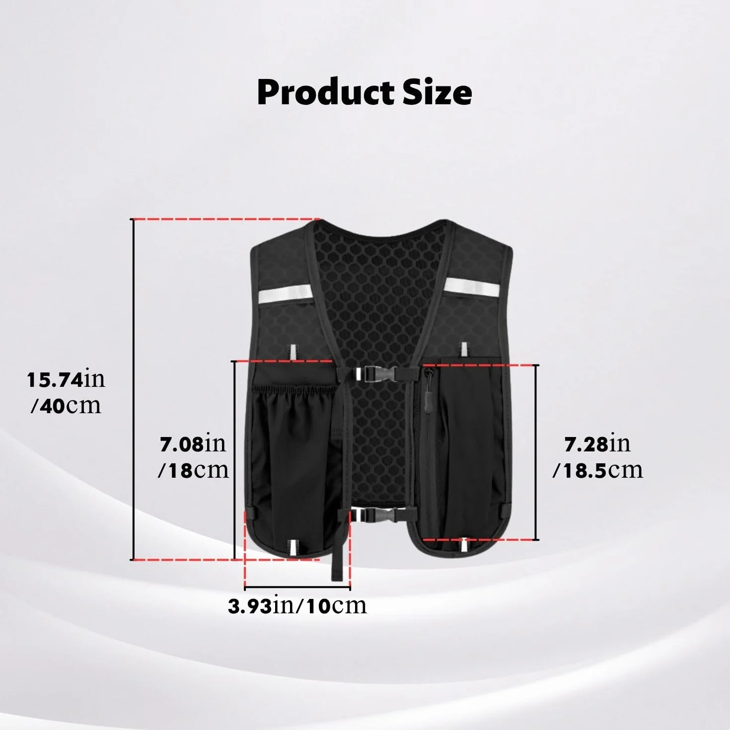 Gilet de course homme femme hydratation 500ml réfléchissant support téléphone portable randonnée cyclisme