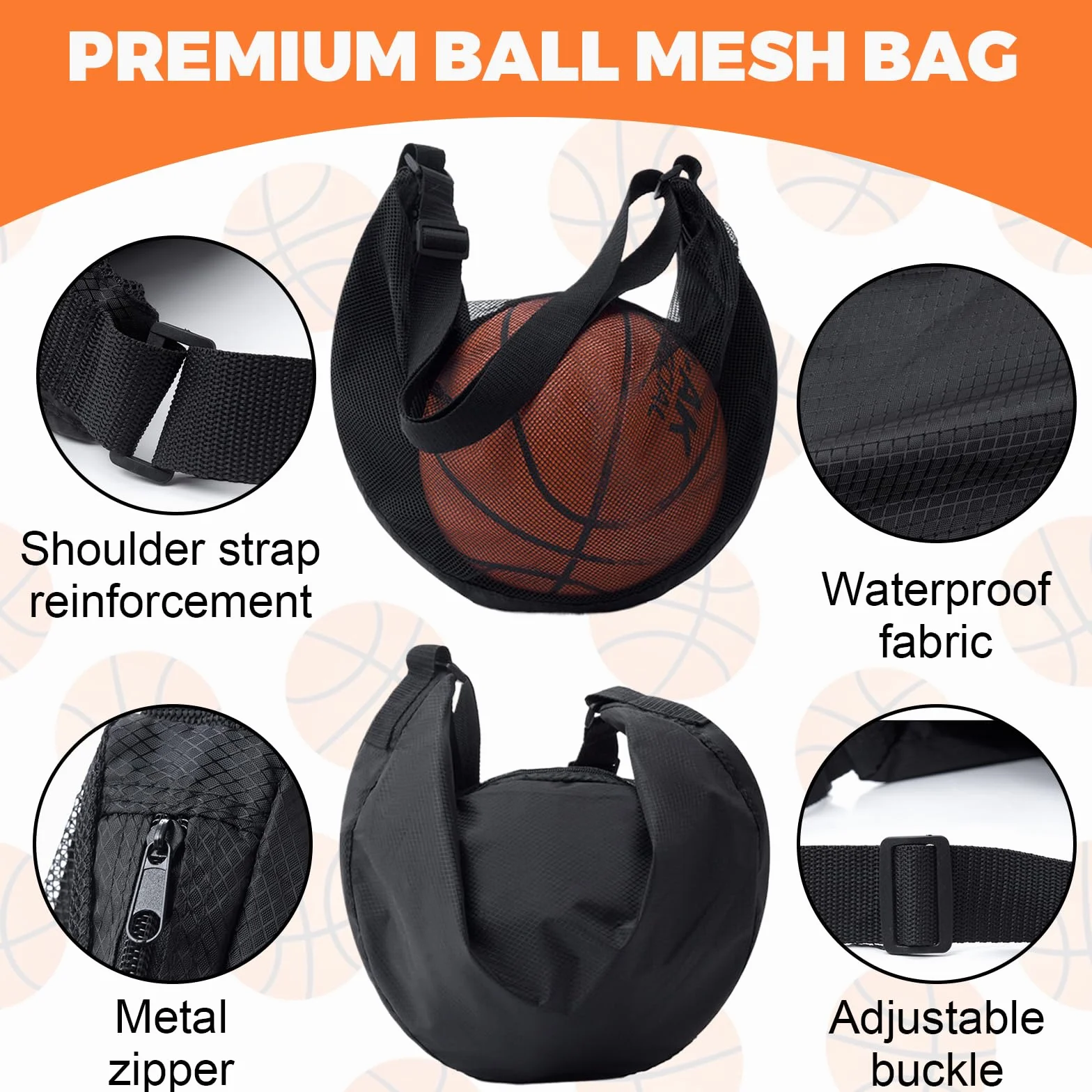 Sac à Dos de Basketball avec Poche Filet et Mousqueton