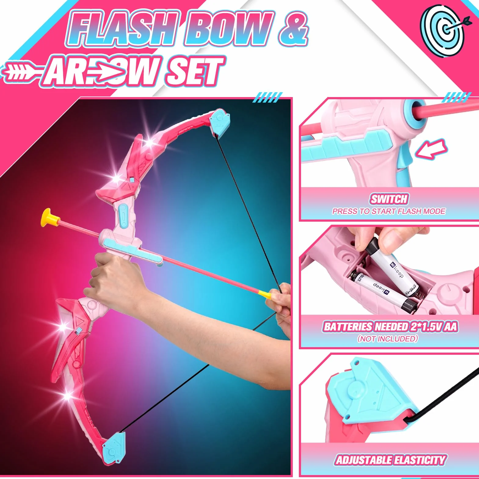 EUCOCO Flèche et Arc pour Enfants, Jouet Cadeau Garçon 6-10 Ans
