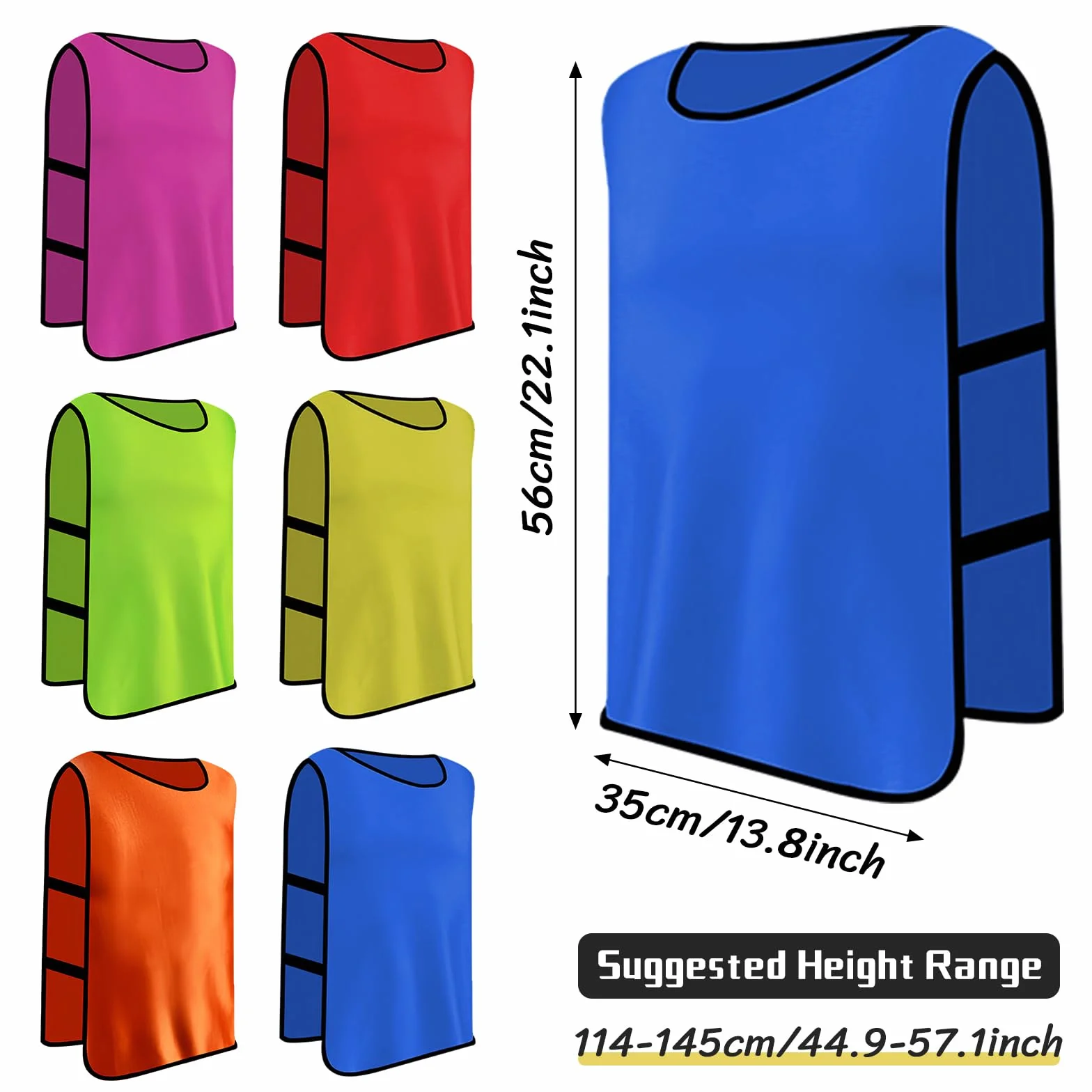 Lot de 6 Chasubles d'Entraînement Sport Enfants Football Gilet Professionnel Pratique Basket Rugby Hockey