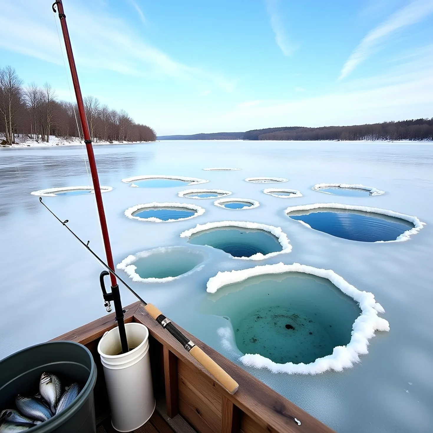 LCE cannes à pêche d'hiver sur glace dure sans moulinet ensemble