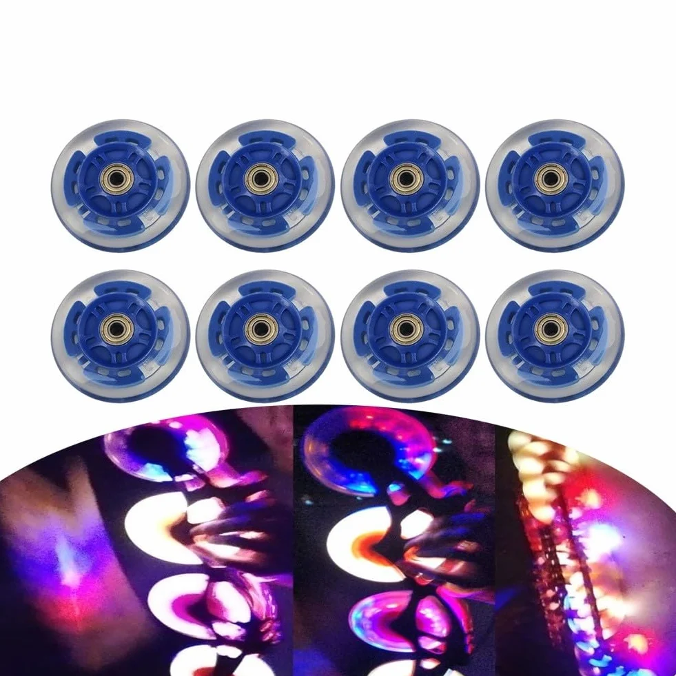 NexRen Lot de 8 roues de rechange pour patins à roues alignées LED 64/70/80 mm