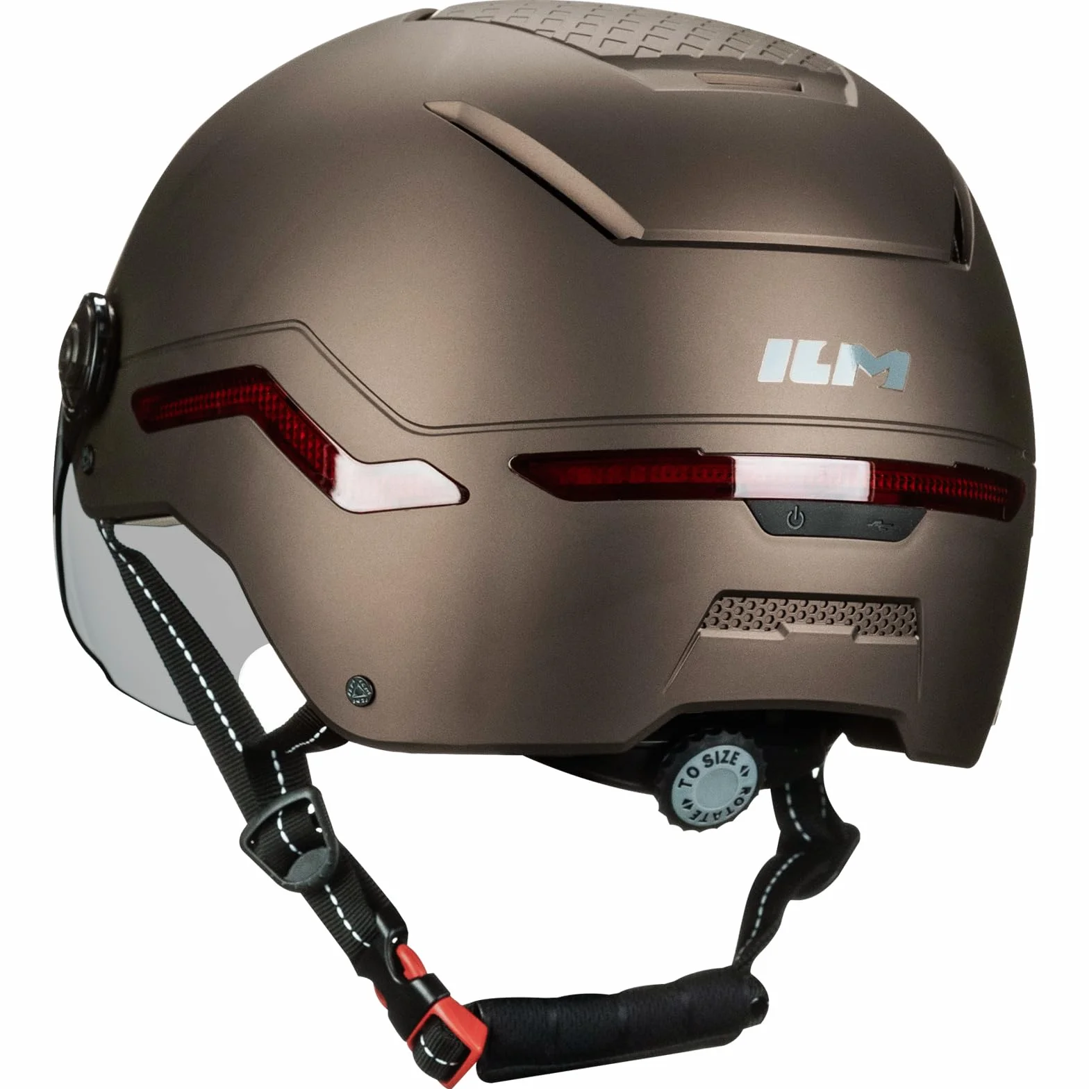 ILM Casque Velo Homme Femme Trotinette Electrique Adulte Visiere Lumiere LED Clignotant Feu Stop Homologue NTA-8776 MB101L