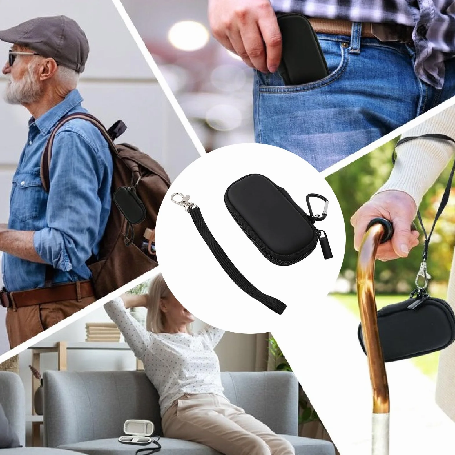 Étui de Transport Rigide pour Kardia Mobile 6L 1L Imperméabilisant PU EVA Sac de Rangement de Voyage Rond