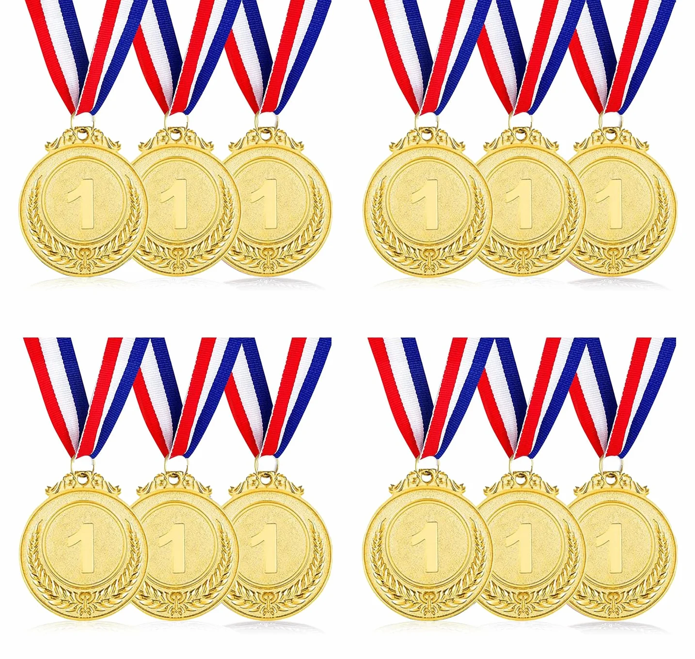 Médailles d'or avec Rubans de Cou 12 Pièces pour Jeux Scolaires Sport Compétitions 5cm