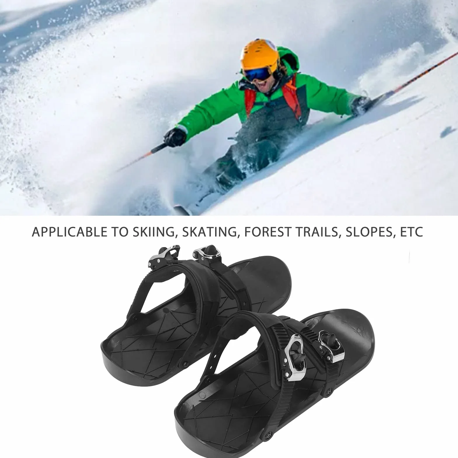 Buachois Mini Patins de Ski pour la Neige Courts et Fins à Fixer aux Bottes de Ski