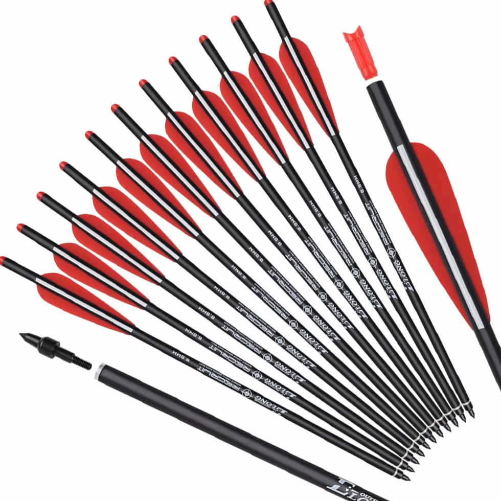 Lot de 12 vis d'arbalète en carbone 45,4 cm 55,6 cm pour chasse tir à l'arc