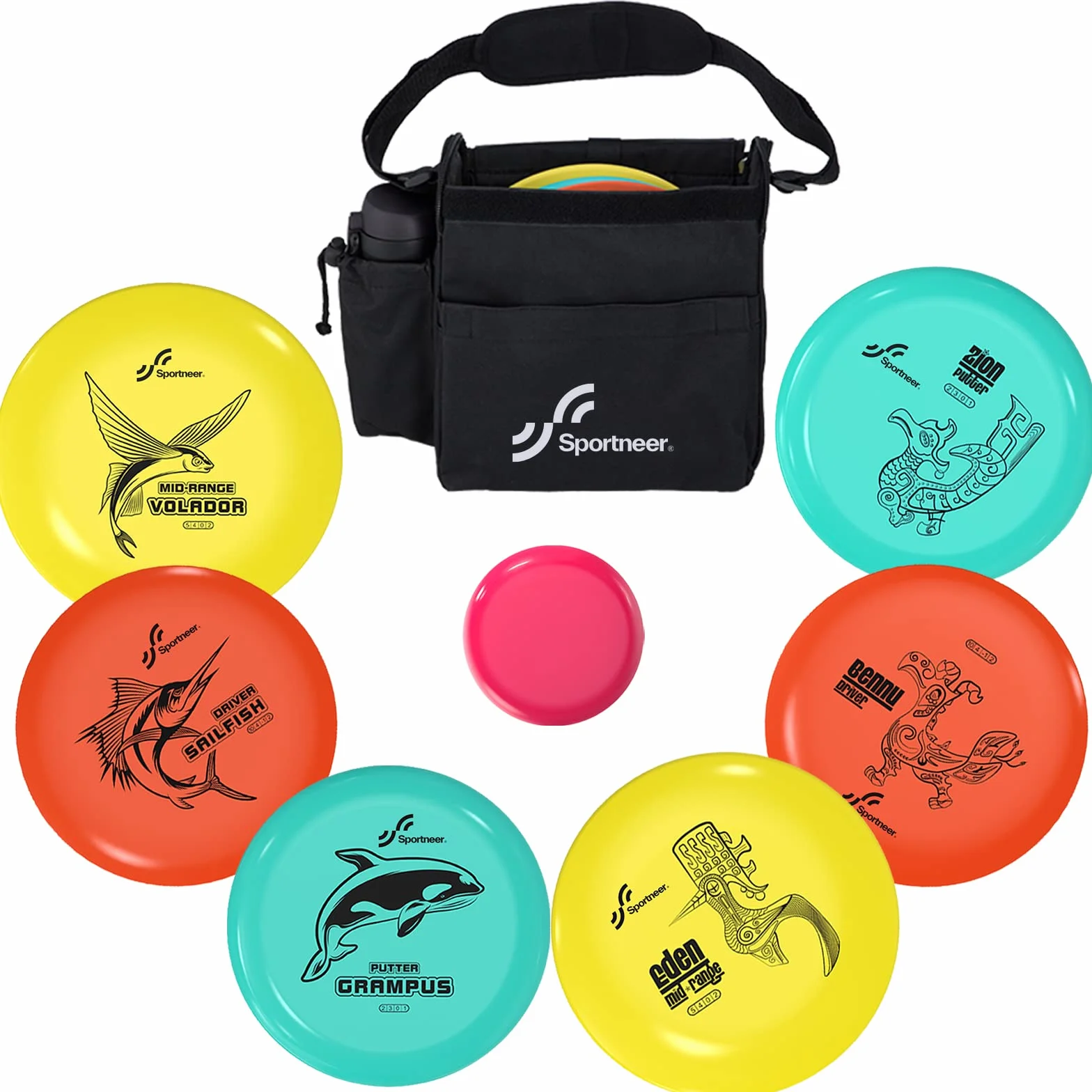 Sportneer Disc Golf Kit de Démarrage avec 6 Disques et Sac de Rangement